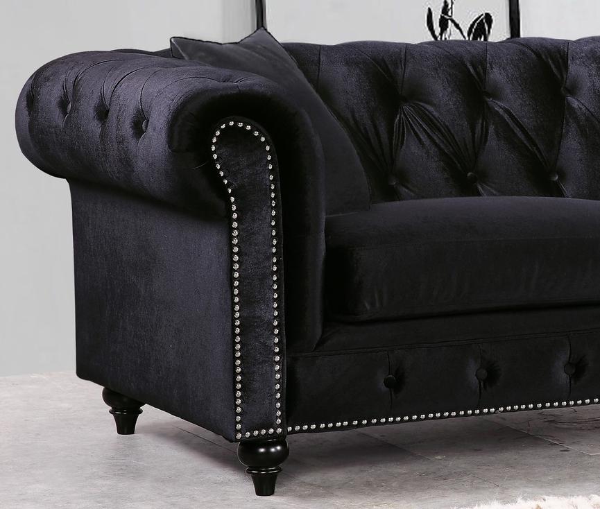 

    
 Order  Black Linen Tufted Sofa Set 3Pcs Chesterfield 662BL-S Meridian Contemporary
