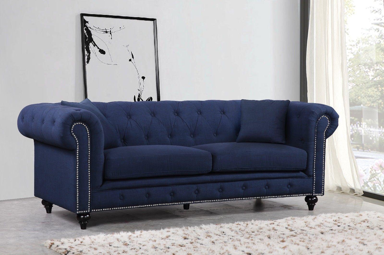 

    
Sofa Set 3Pcs in Navy Linen Contemporary Meridian Furniture 662 Chesterfield

