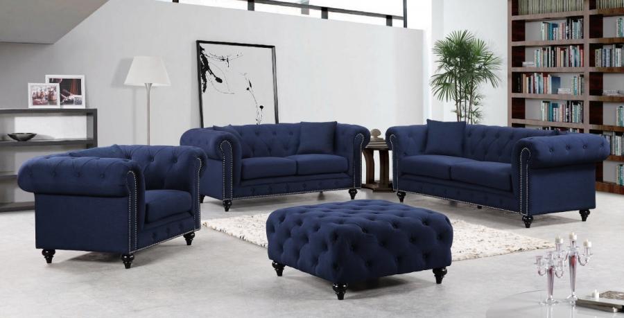 

    
Sofa Set 3Pcs in Navy Linen Contemporary Meridian Furniture 662 Chesterfield
