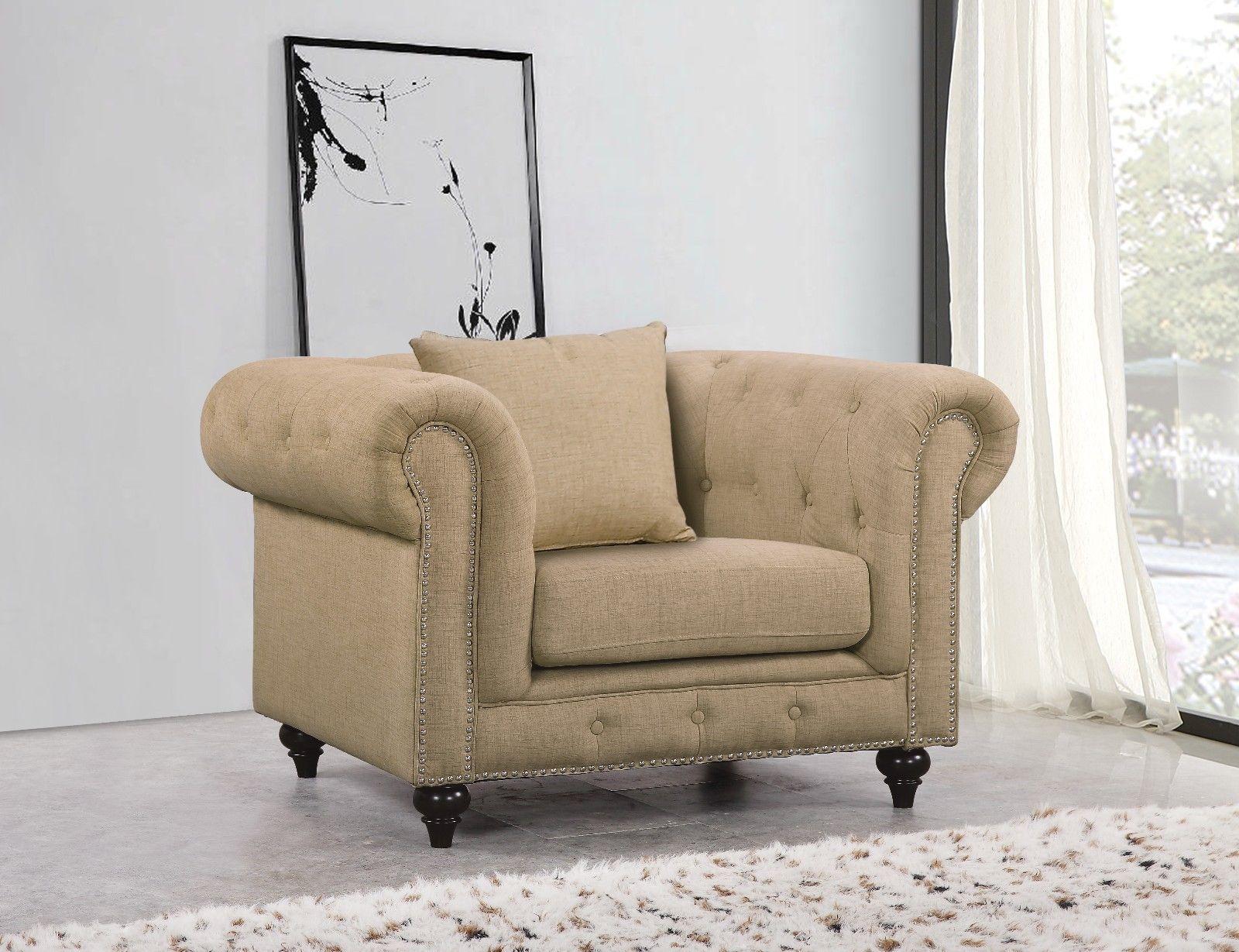 

                    
Meridian Furniture 662 Chesterfield Sofa Loveseat and Chair Set Sand Fabric Purchase 

