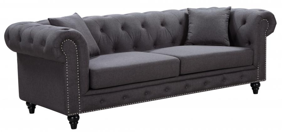 

    
Sofa in Grey Linen Fabric Contemporary Meridian Furniture 662 Chesterfield
