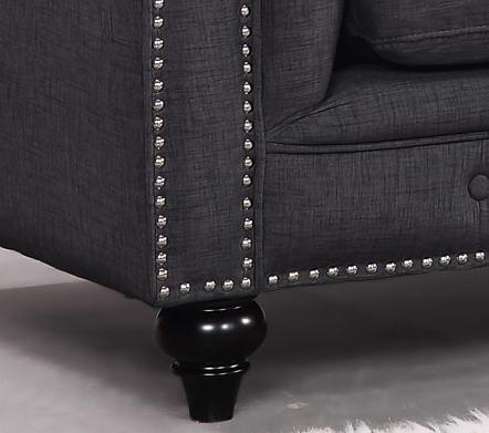 Sofa in Grey Linen Fabric Contemporary Meridian Furniture 662 ...