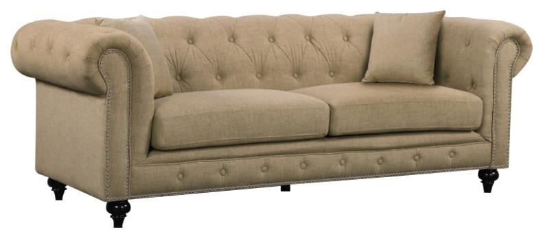 

    
Meridian Furniture 662 Chesterfield Contemporary Sofa in Sand Linen Fabric
