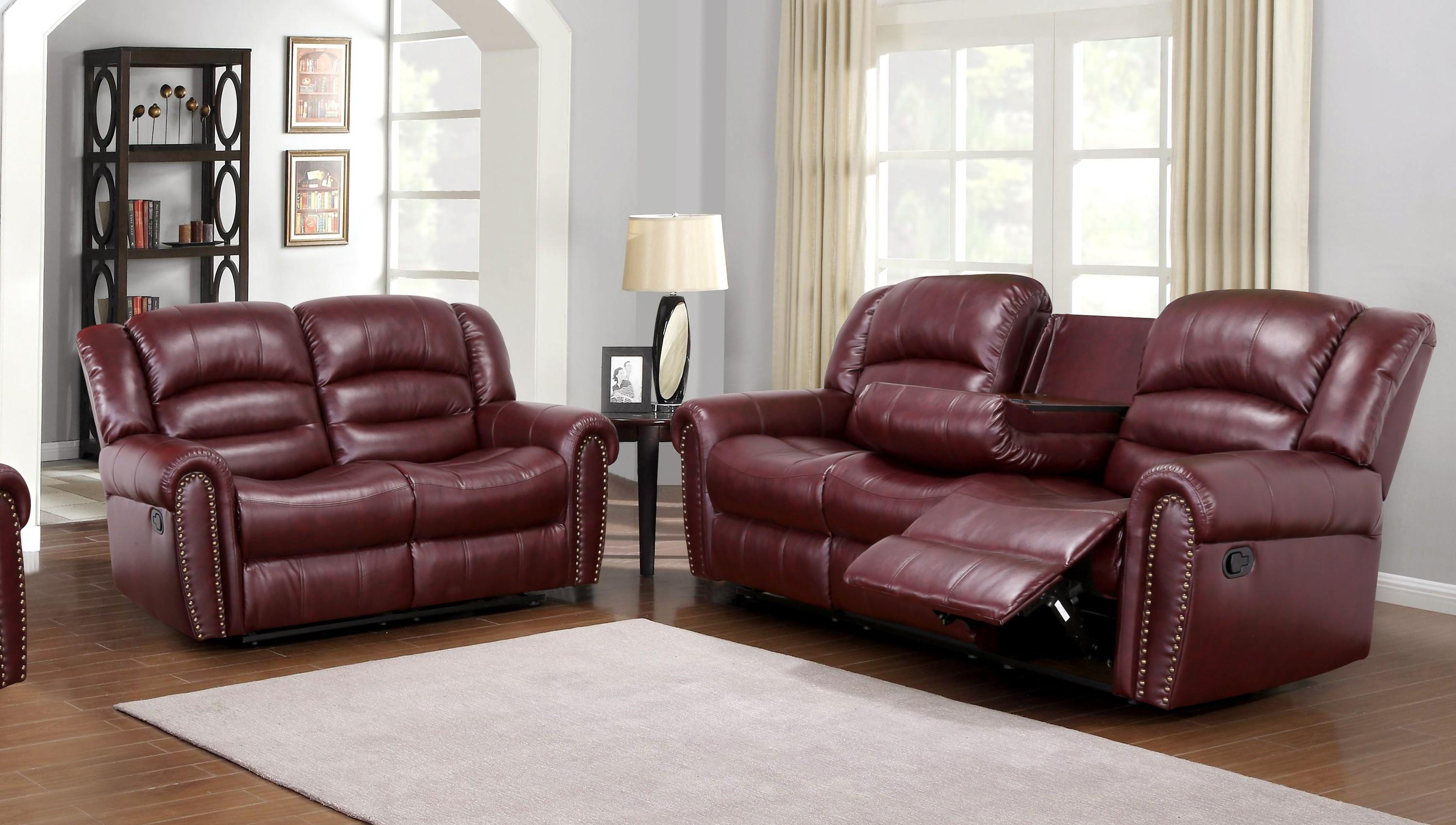 

    
Meridian 686 Chelsea Living Room Set 2pcs in Burgundy Contemporary Style
