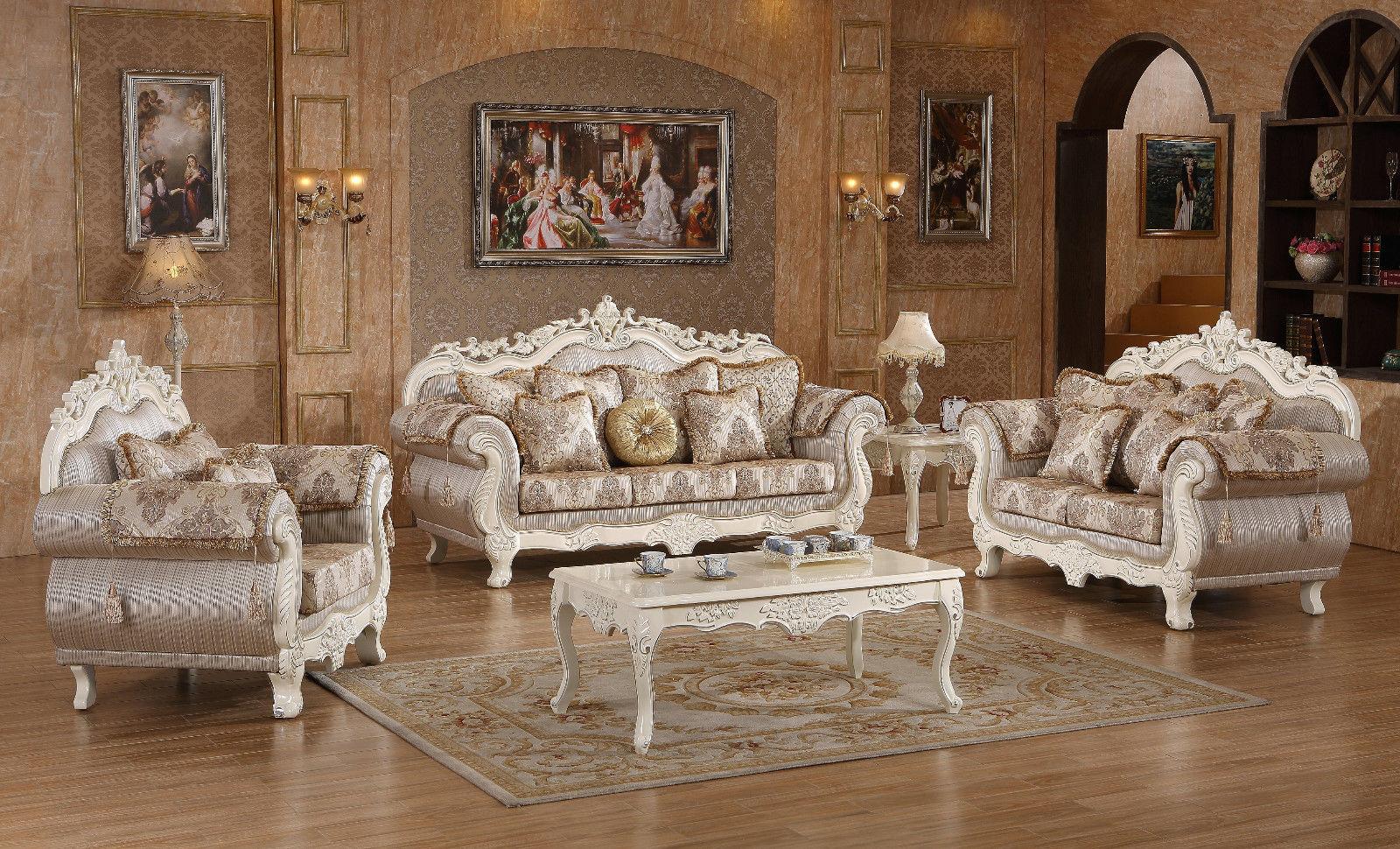 

    
Meridian 691 Serena Living Room Set 3pcs in Pearl White Hand Crafted Traditional
