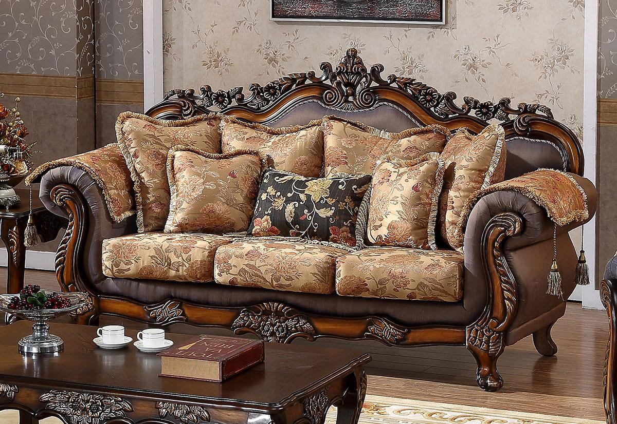 

    
Meridian 693 Seville Living Room Set 2pcs Hand Carved Traditional Style
