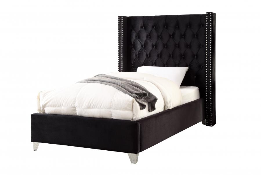 

    
Black Velvet Tufted Twin Bed AidenBlack-T Meridian Contemporary
