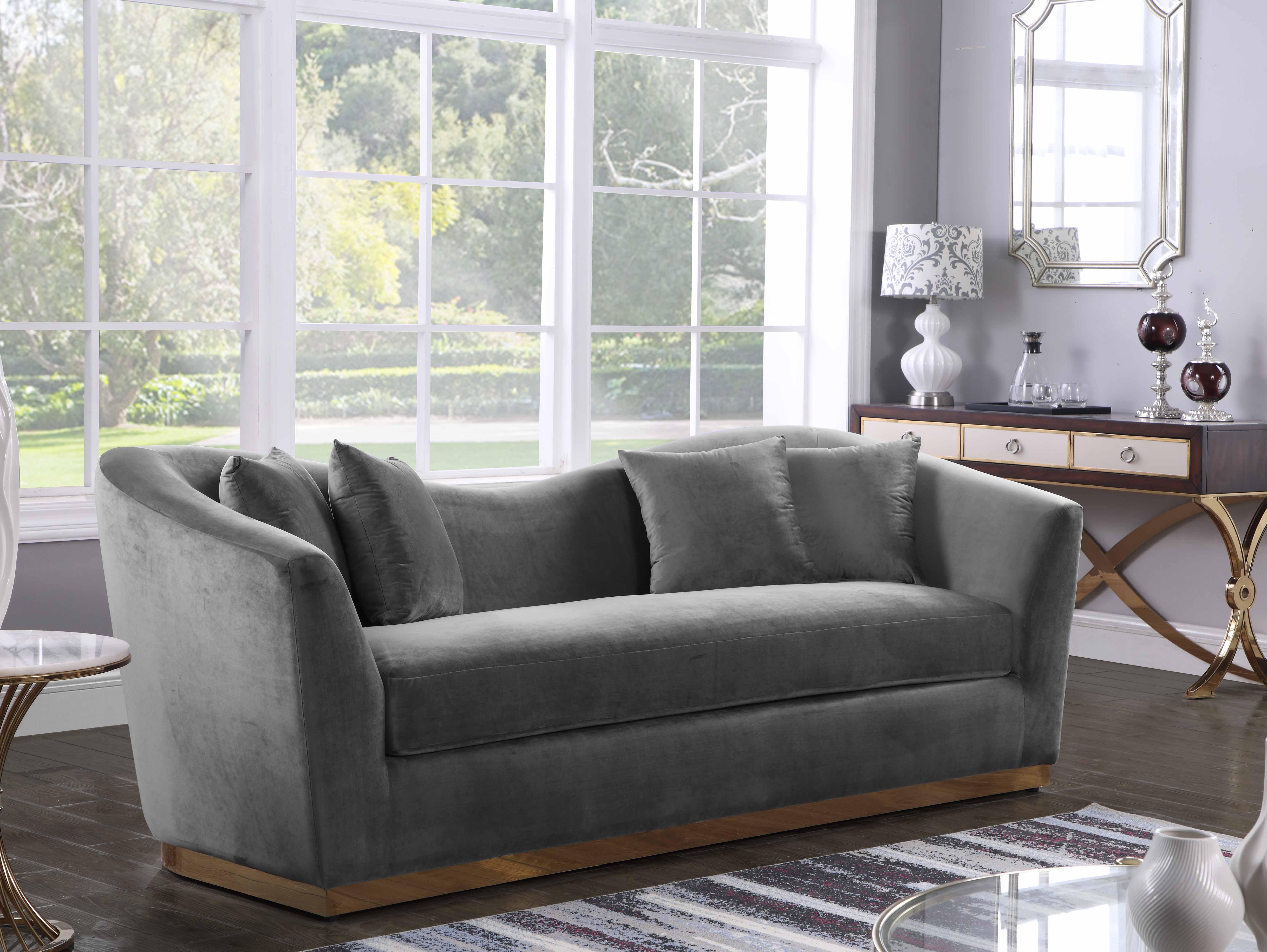 

    
Grey Velvet Sofa Set 3 Pcs Arabella 617Grey-S Meridian Contemporary Modern
