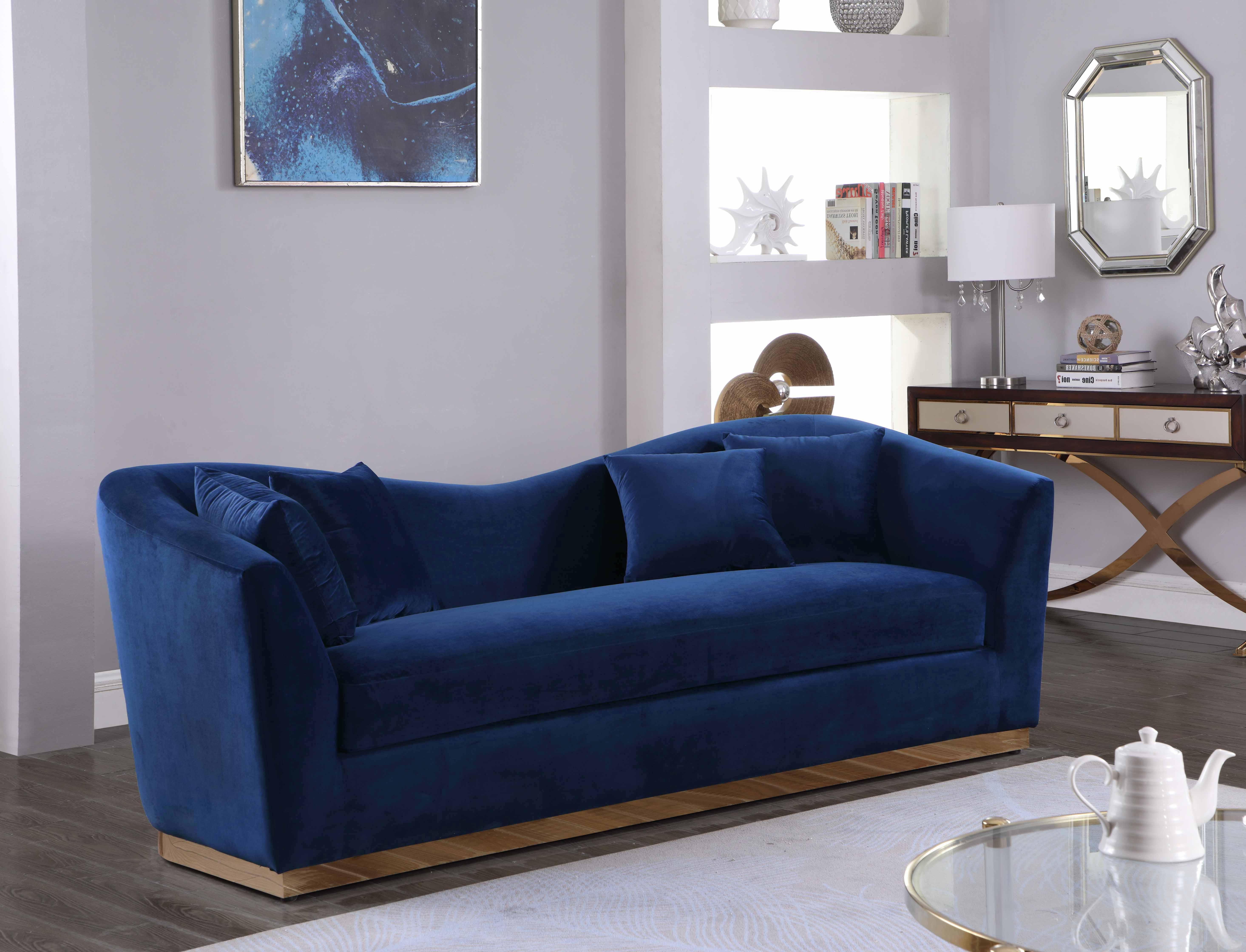 

    
Navy Velvet Sofa Set 2 Pcs Arabella 617Navy-S Meridian Contemporary Modern
