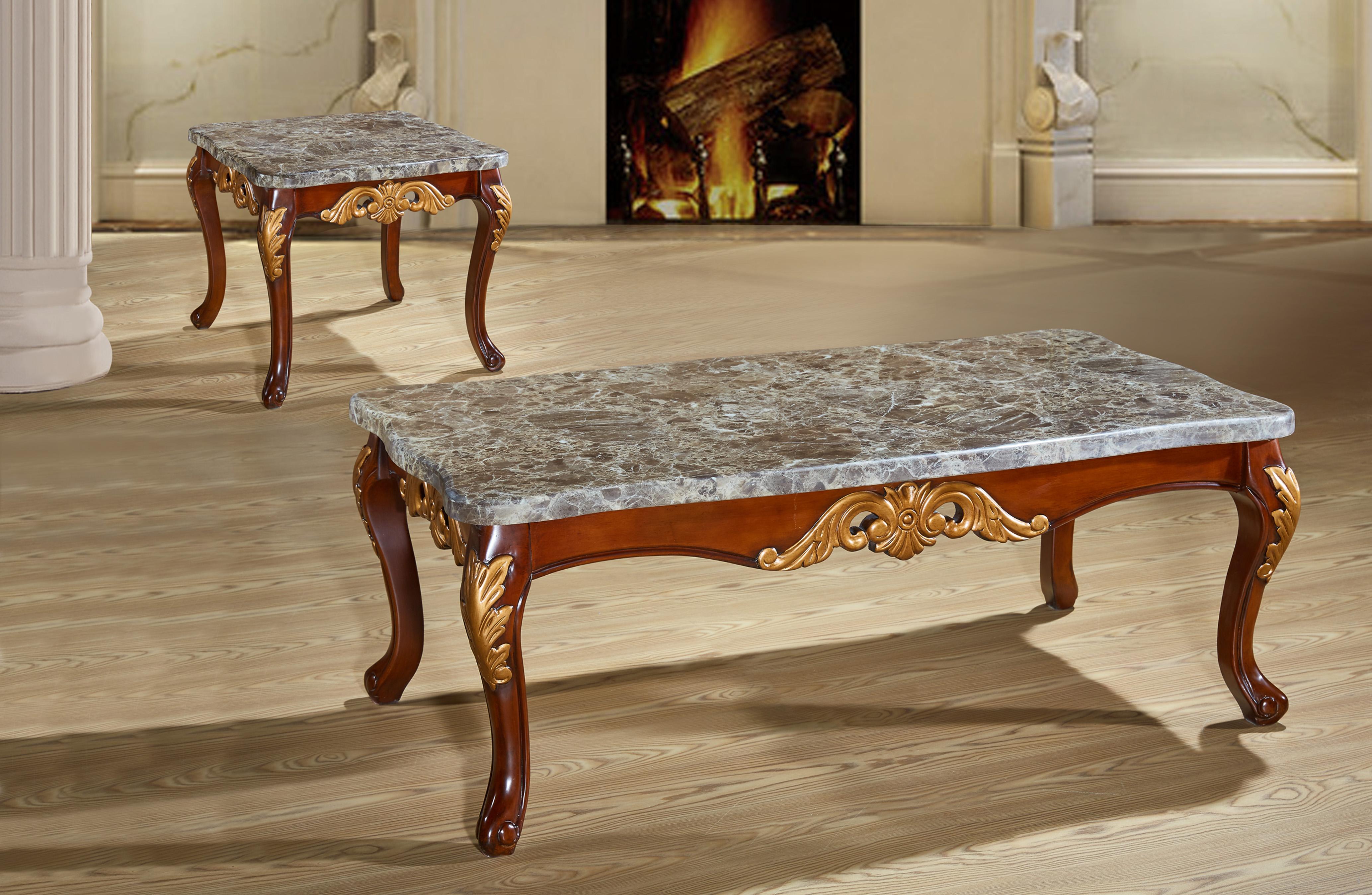 

    
Meridian Camelia Coffee Table Set 3pcs in Rich Cherry Finish Traditional Style

