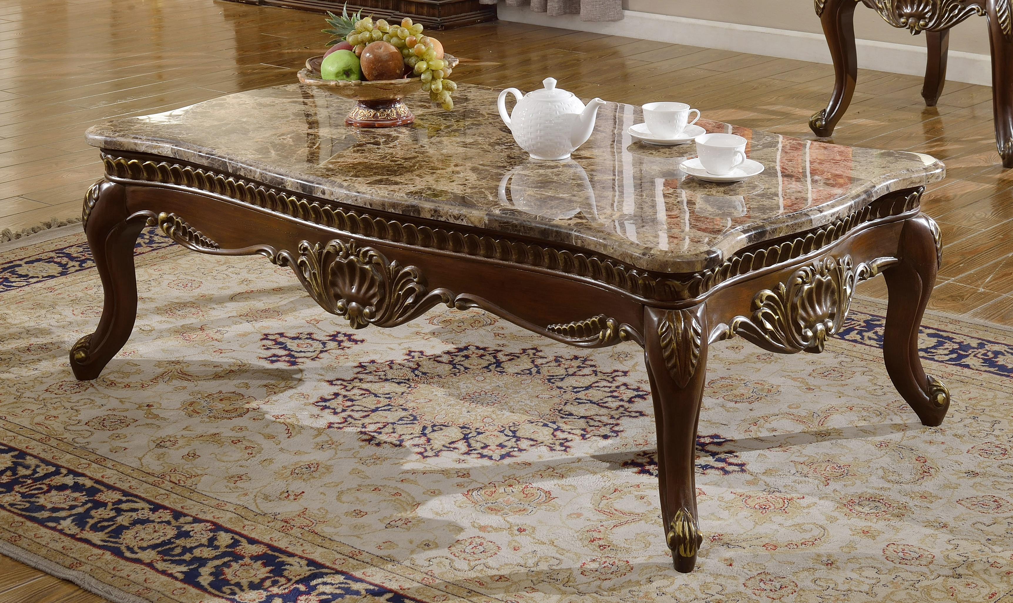 

    
Meridian Furniture Dark Cherry Finish Marble Top Coffee Table 210 Catania  Traditional

