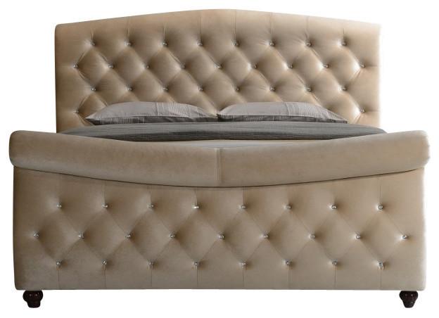 

    
Sleigh King Size Bed in Golden Beige Contemporary Meridian Diamond
