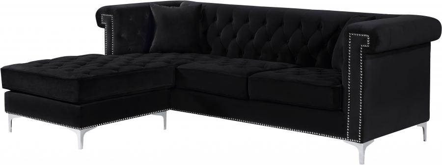 

        
Meridian Furniture Damian Sectional Sofa Black Velvet 647899950346
