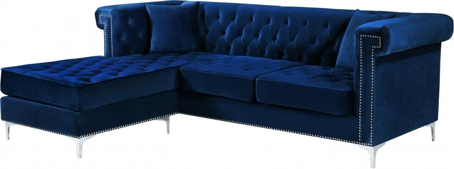 

        
Meridian Furniture Damian Sectional Sofa Navy Velvet 647899950360
