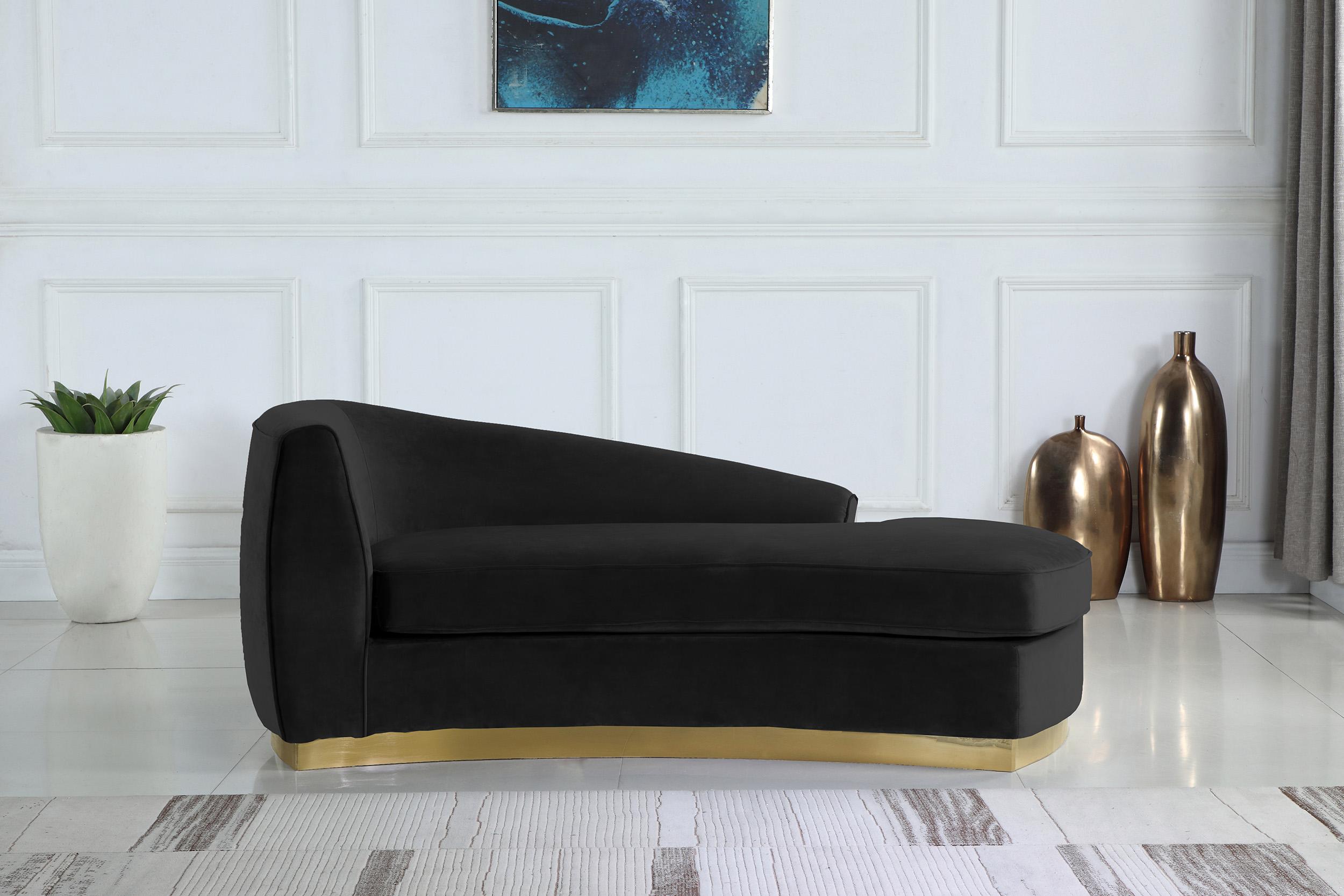 

    
Glam Black Velvet Curved Back Chaise Lounge 620Black Julian Meridian Modern
