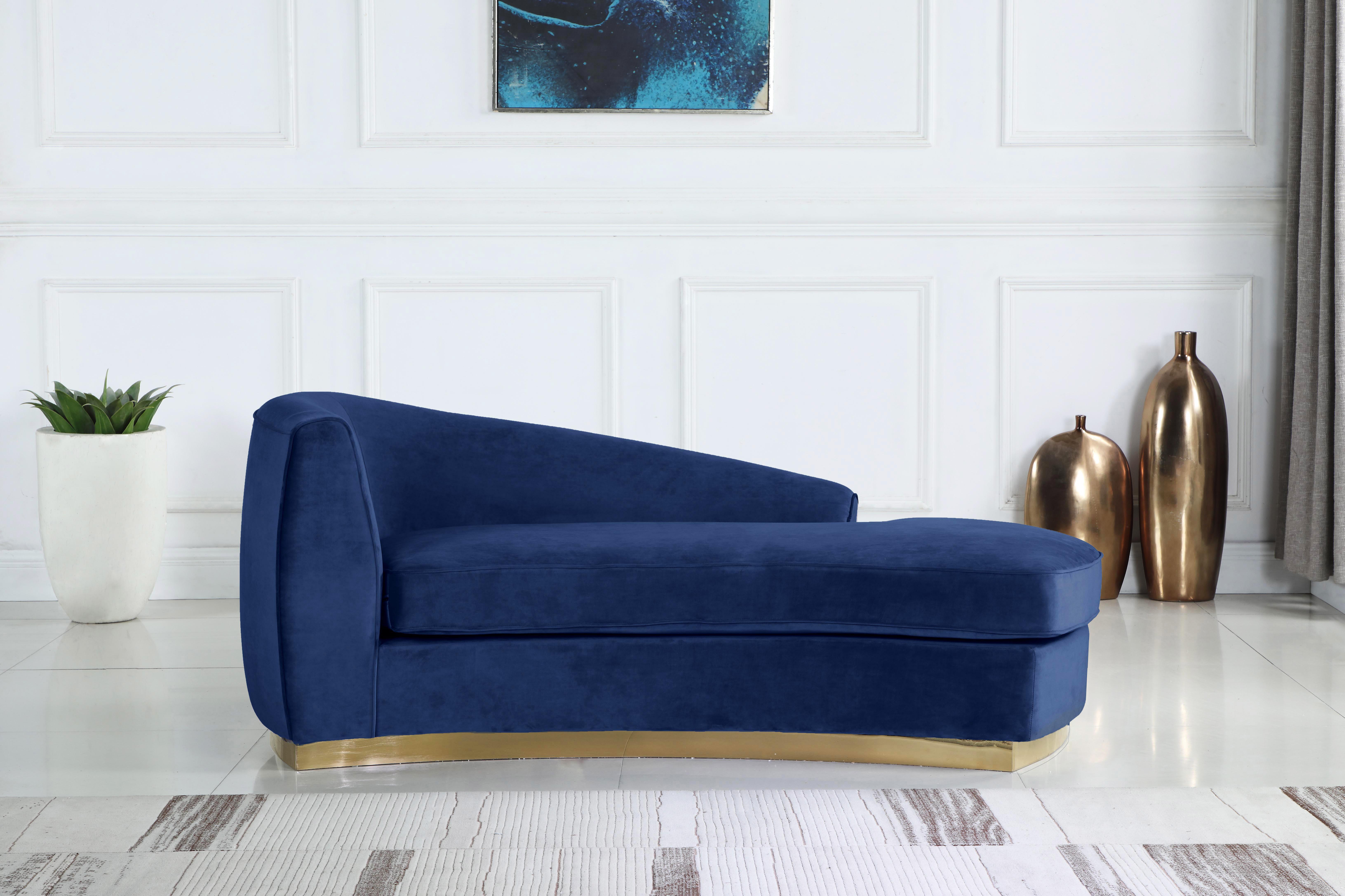 

    
Glam Navy Velvet Curved Back Chaise Julian 620Navy-Chaise Meridian Contemporary
