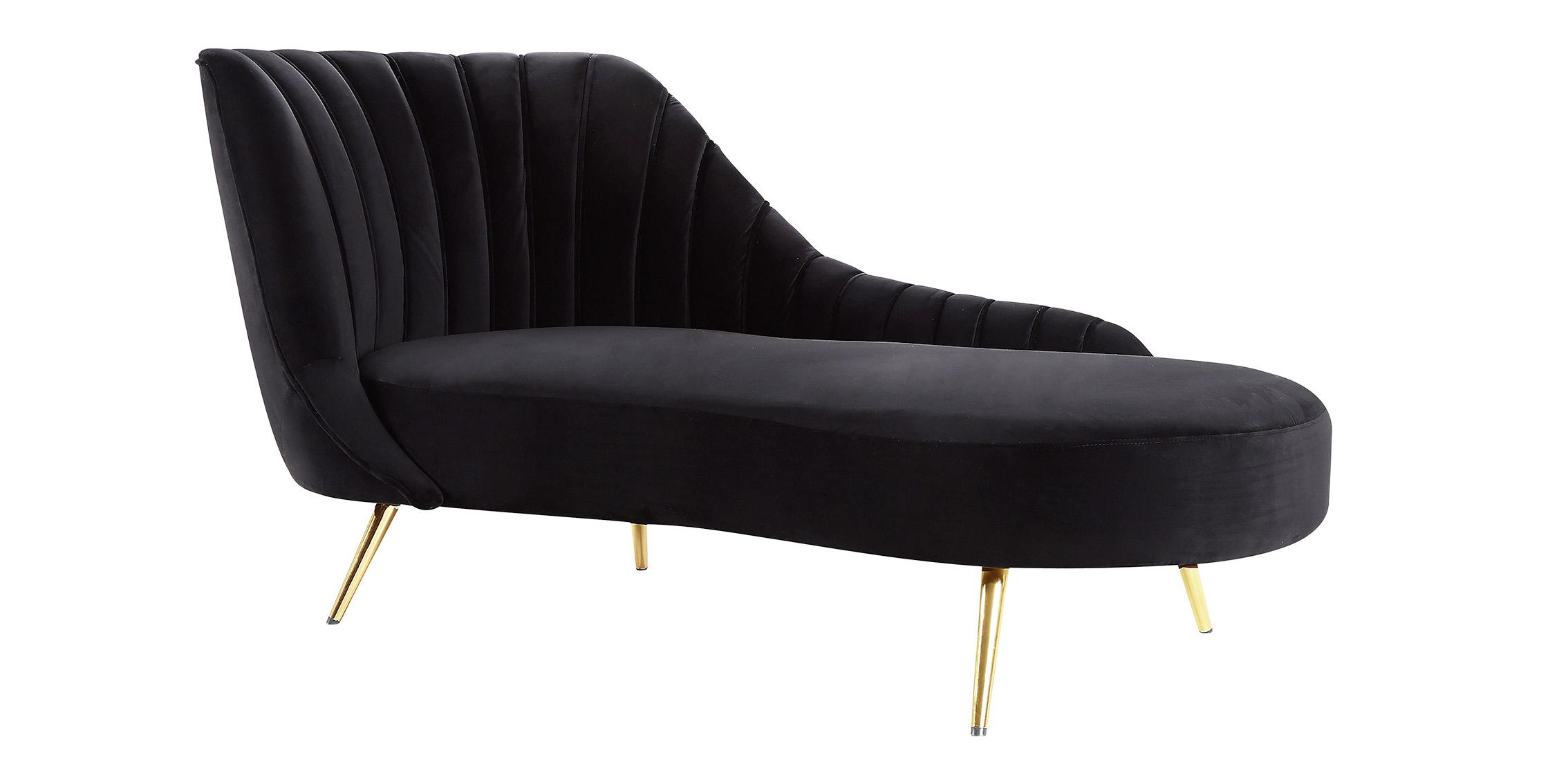 Contemporary, Modern Chaise Margo 622Black-Chaise 622Black-Chaise in Black Velvet