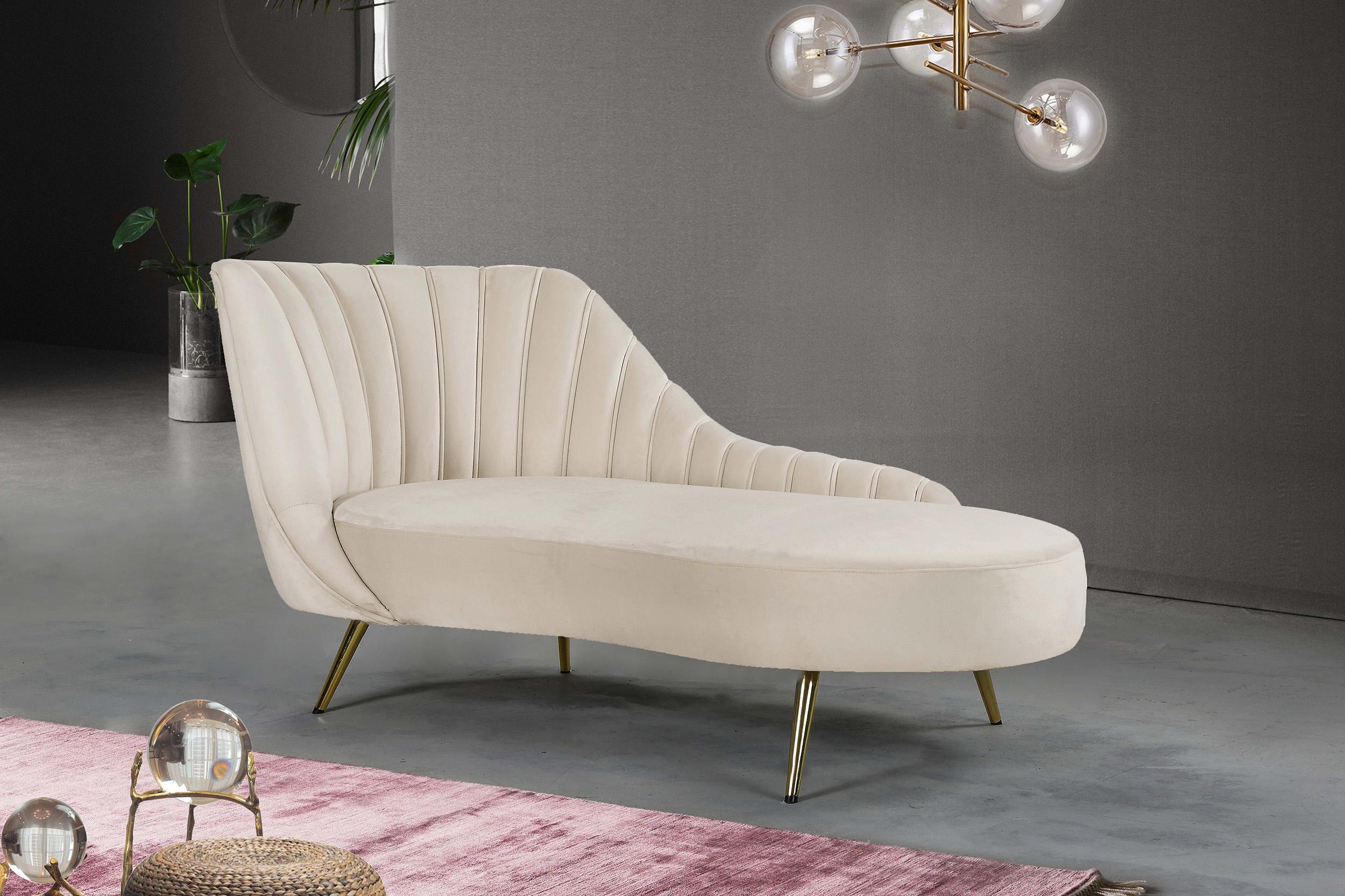 Contemporary, Modern Chaise Margo 622Cream-Chaise 622Cream-Chaise in Cream Velvet