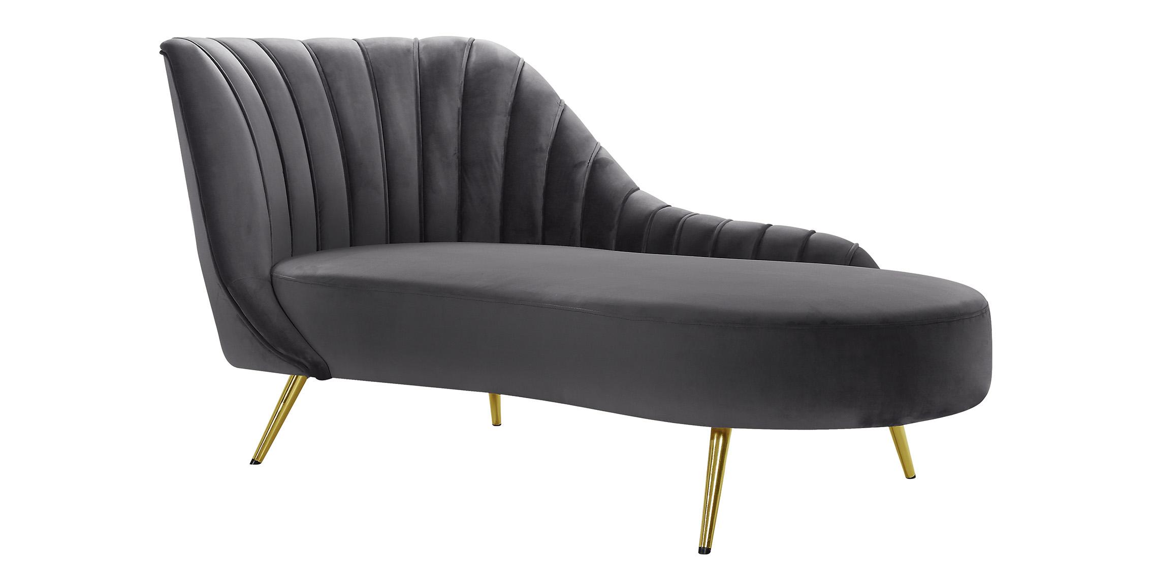Contemporary, Modern Chaise Margo 622Grey-Chaise 622Grey-Chaise in Gray Velvet