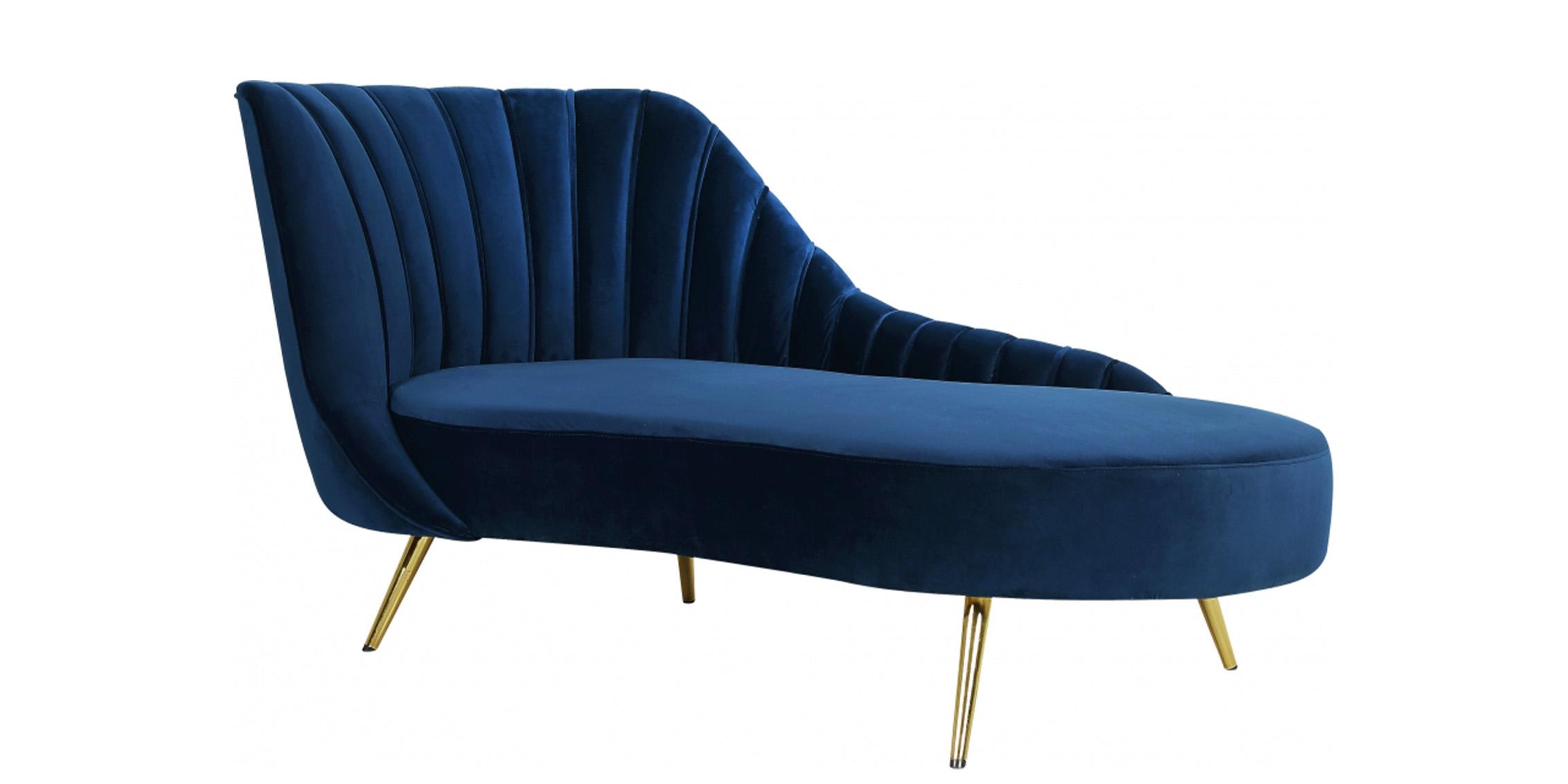 

    
Navy Velvet Curved Back Design Chaise Lounge 622Navy Margo Meridian Contemporary
