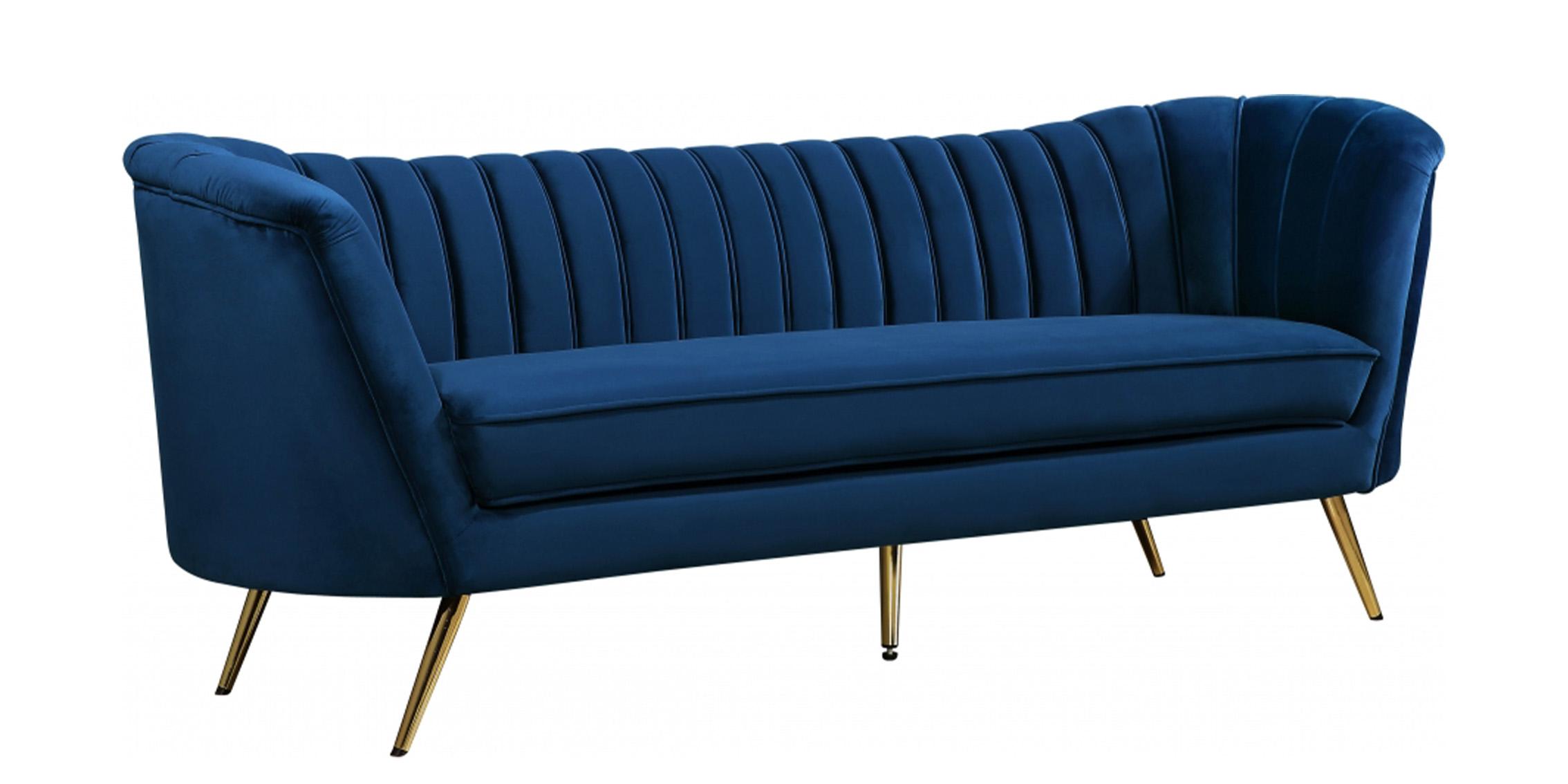 Contemporary, Modern Sofa Margo 622Navy-S 622Navy-S in Navy blue Velvet