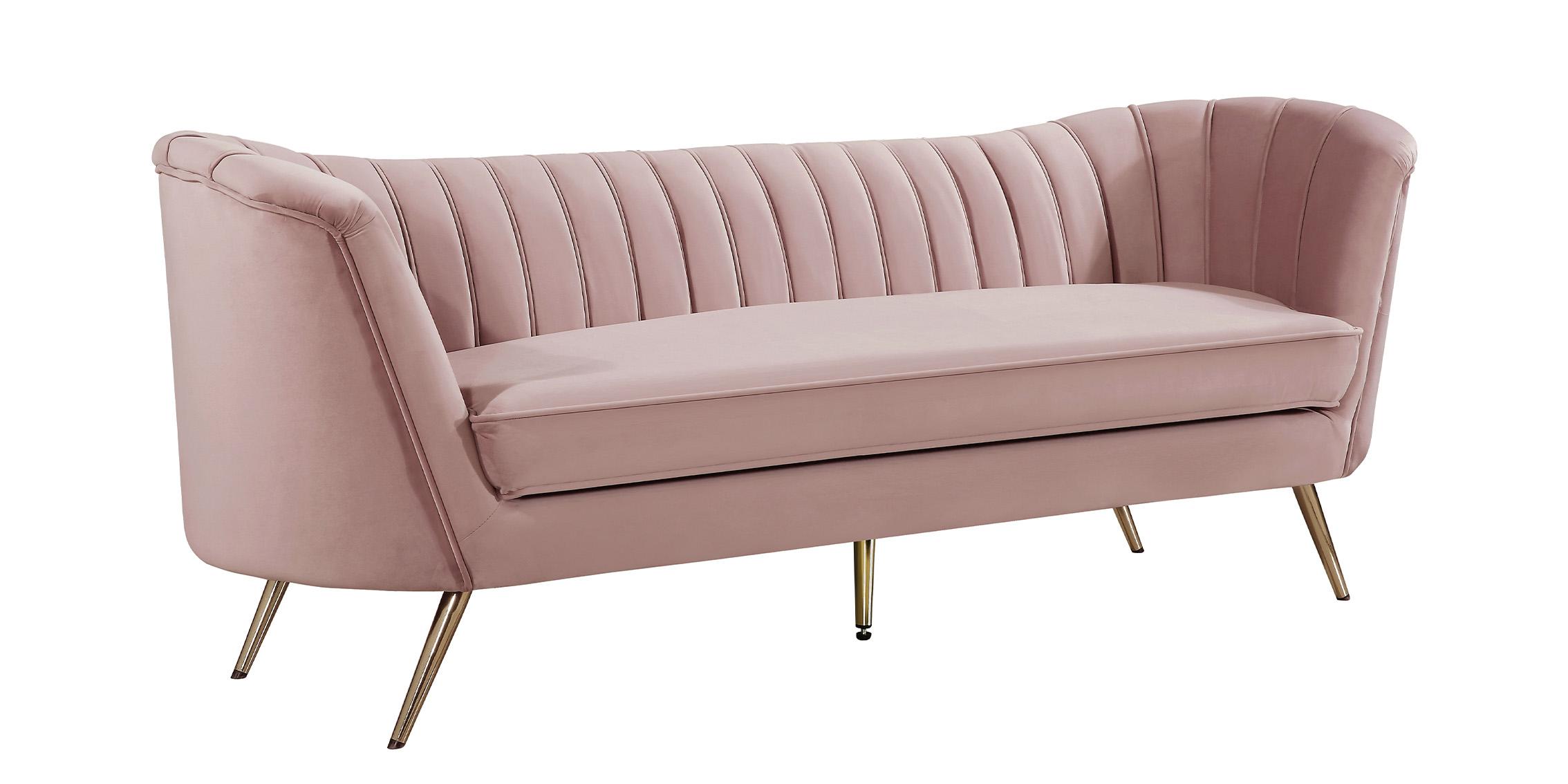 

    
Glam Pink Velvet Curved Back Sofa Margo 622Pink-S Meridian Modern Contemporary
