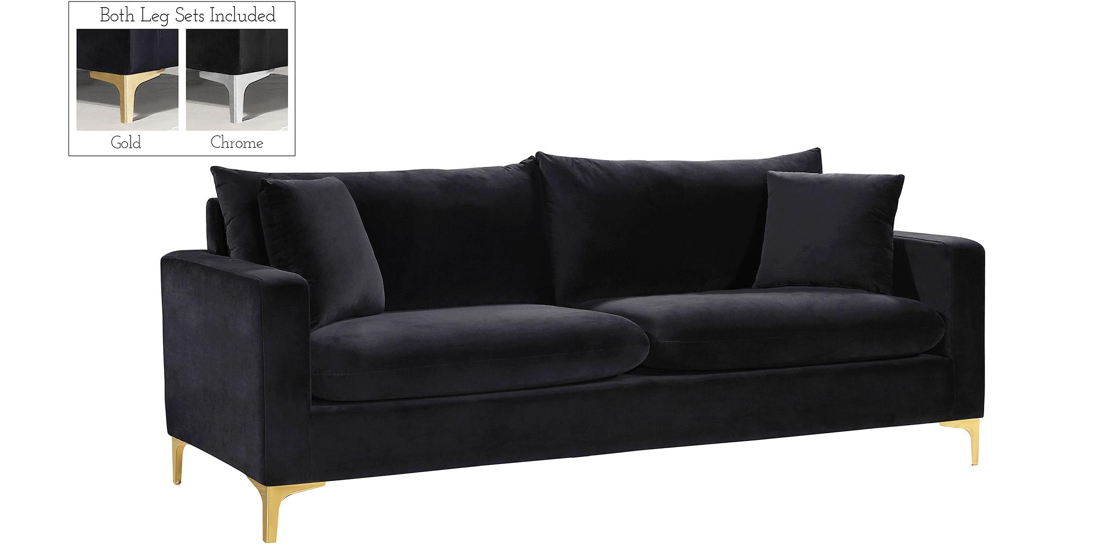 

    
 Order  Glam Black Velvet Sofa Set 3Pcs 633Black-S Naomi Meridian Modern Contemporary
