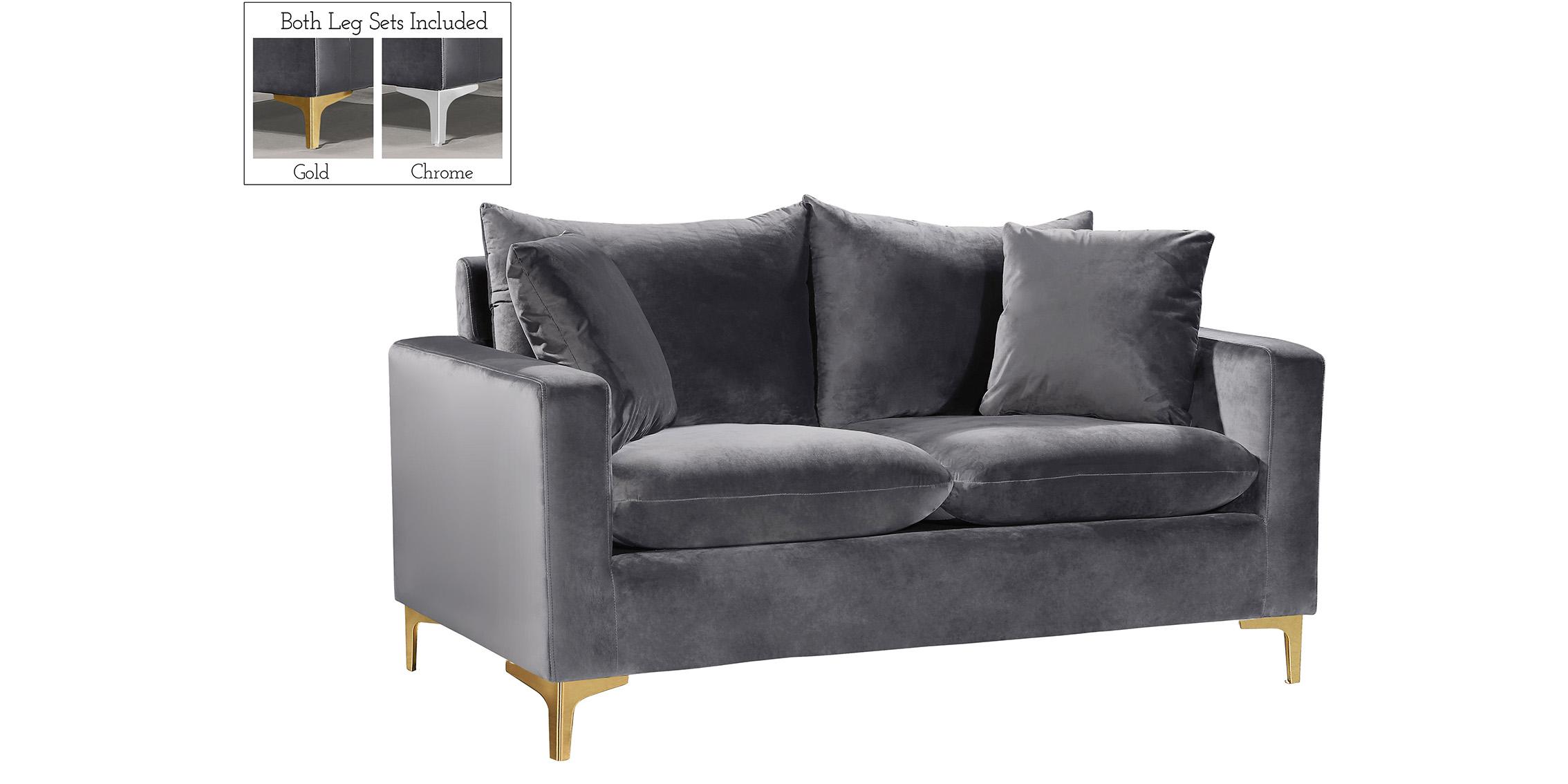 

    
 Shop  Glam Grey Velvet Sofa Set 3Pcs 633Grey-S Naomi Meridian Modern Contemporary
