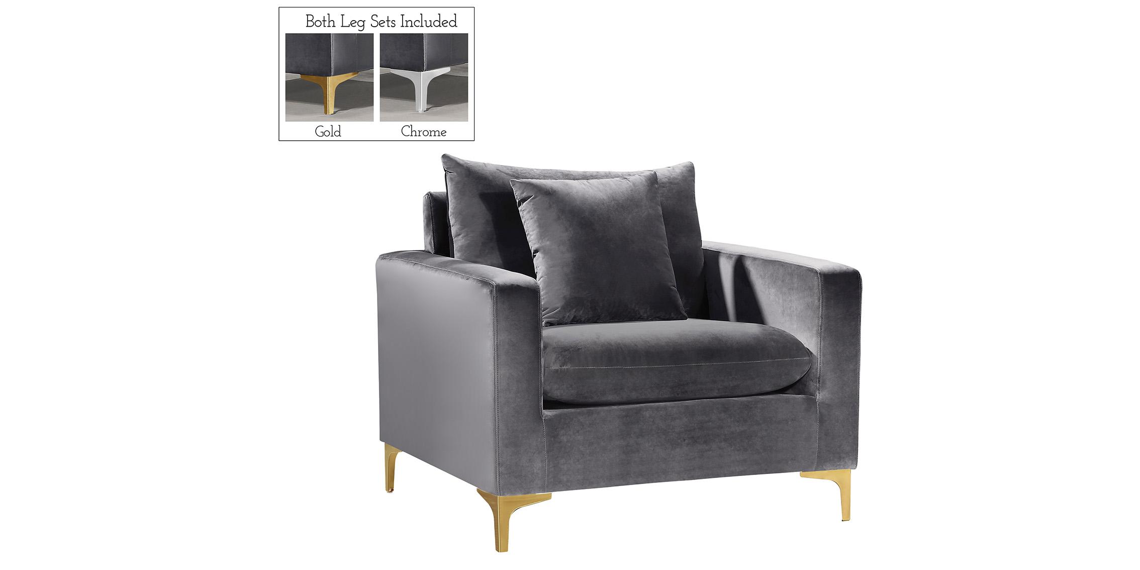 

    
 Photo  Glam Grey Velvet Sofa Set 3Pcs 633Grey-S Naomi Meridian Modern Contemporary
