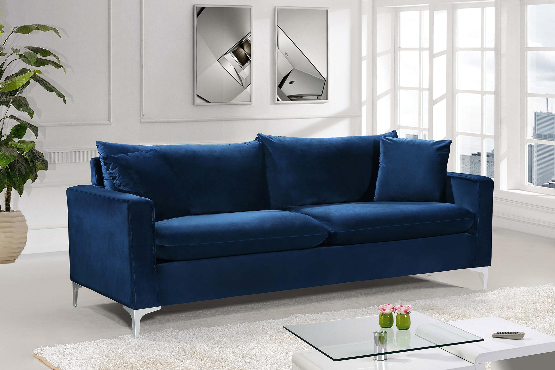 

    
 Order  Glam Navy Velvet Sofa Set 3Pcs 633Navy-S Naomi Meridian Modern Contemporary
