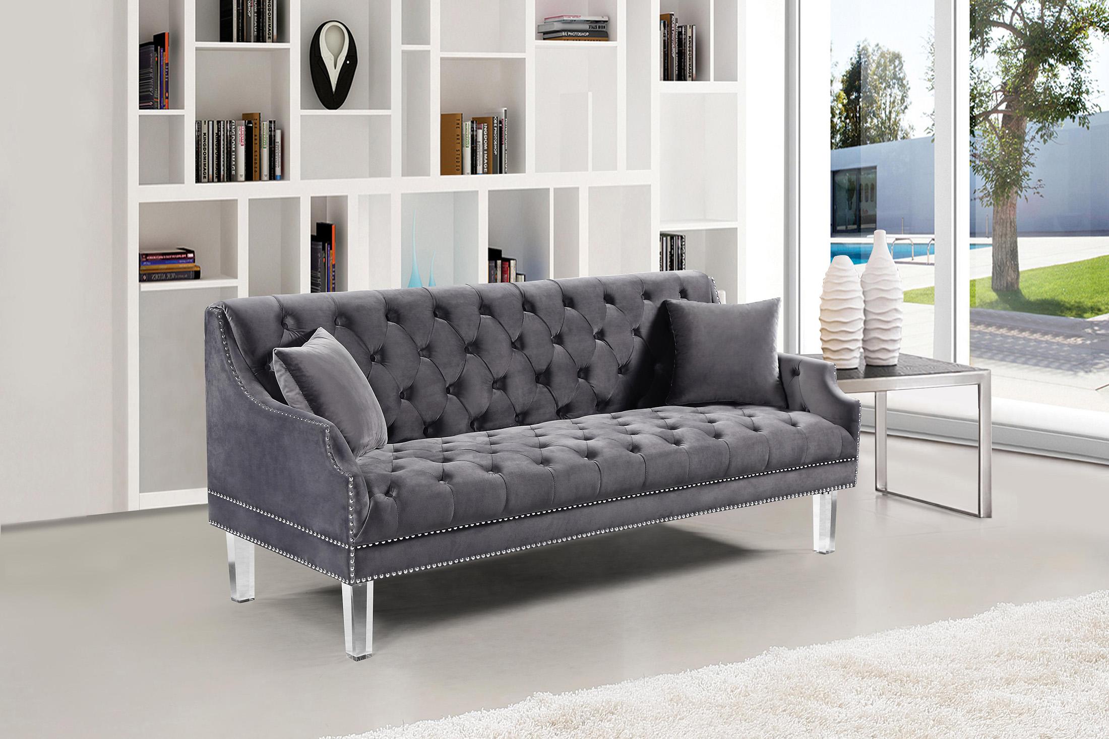 Contemporary Sofa Roxy 635Grey-S 635Grey-S in Gray Velvet