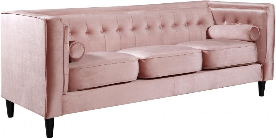 

    
Pink Velvet Sofa & Loveseat Set 2 Pcs Modern Meridian Furniture 642 Taylor
