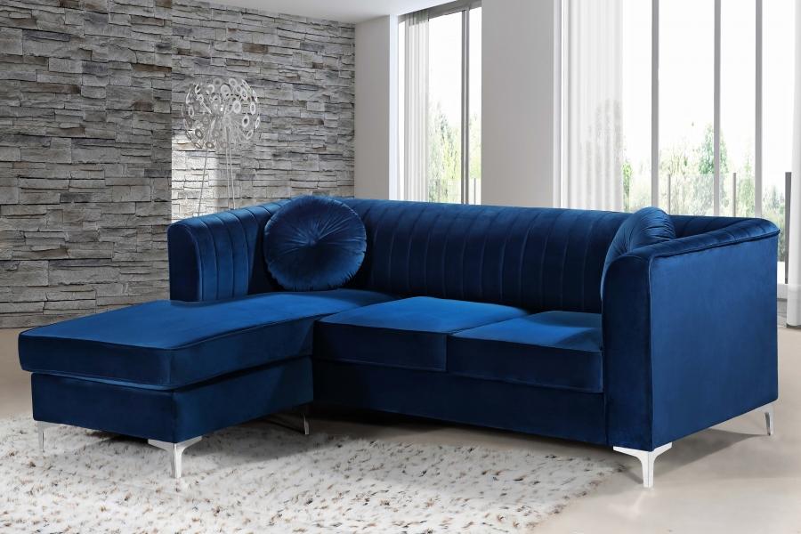 

    
Meridian Furniture 660 Eliana Sectional Sofa Gold/Navy blue/Chrome 660Navy-Sectional
