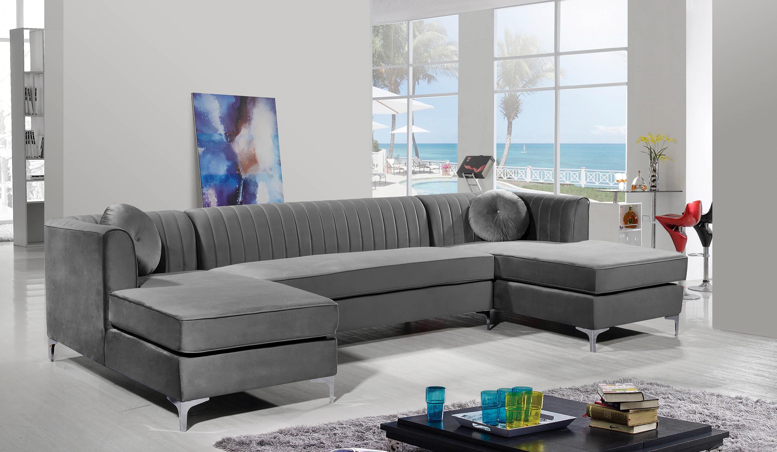

        
Meridian Furniture Graham 661Grey Sectional Sofa Gray Velvet 704831399981
