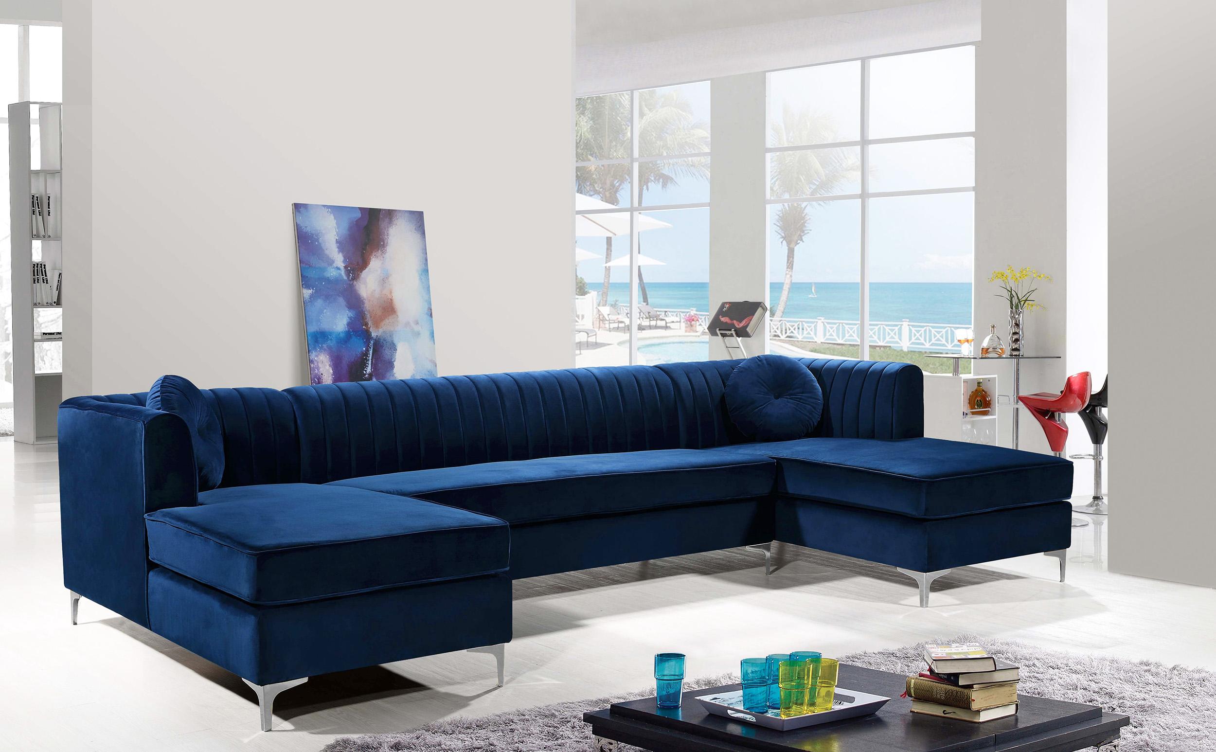 

        
Meridian Furniture Graham 661Navy Sectional Sofa Navy blue Velvet 704831399998
