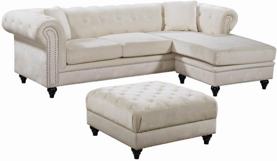Contemporary, Modern Sectional Sofa Set Sabrina 667Cream-Set 667Cream-Sectional-Set-2 in Cream Velvet