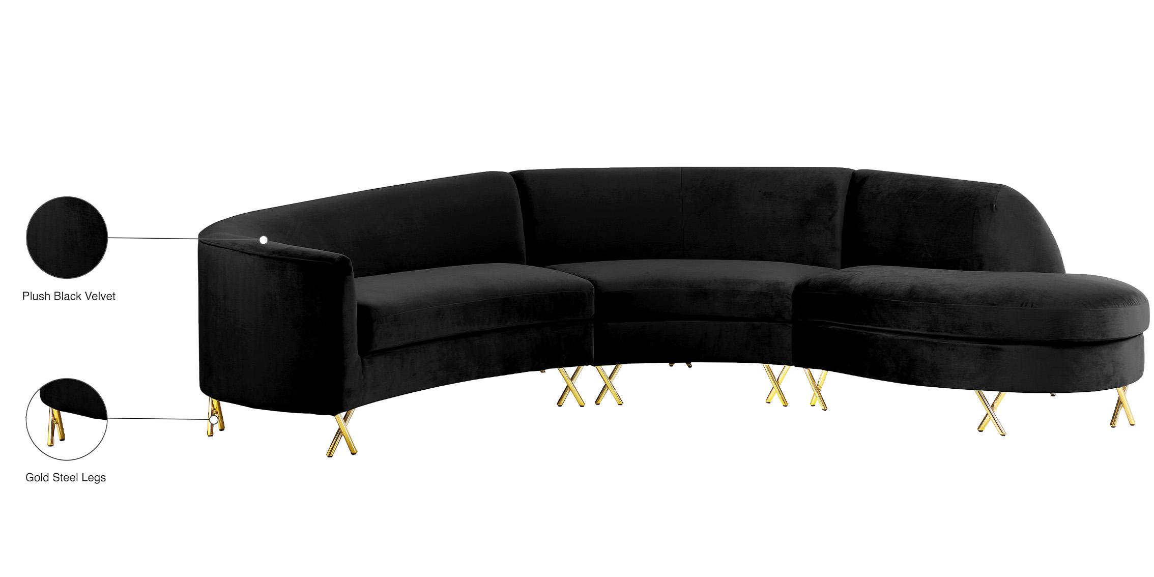 

        
Meridian Furniture SERPENTINE 671Black Sectional Sofa Black Velvet 704831399875
