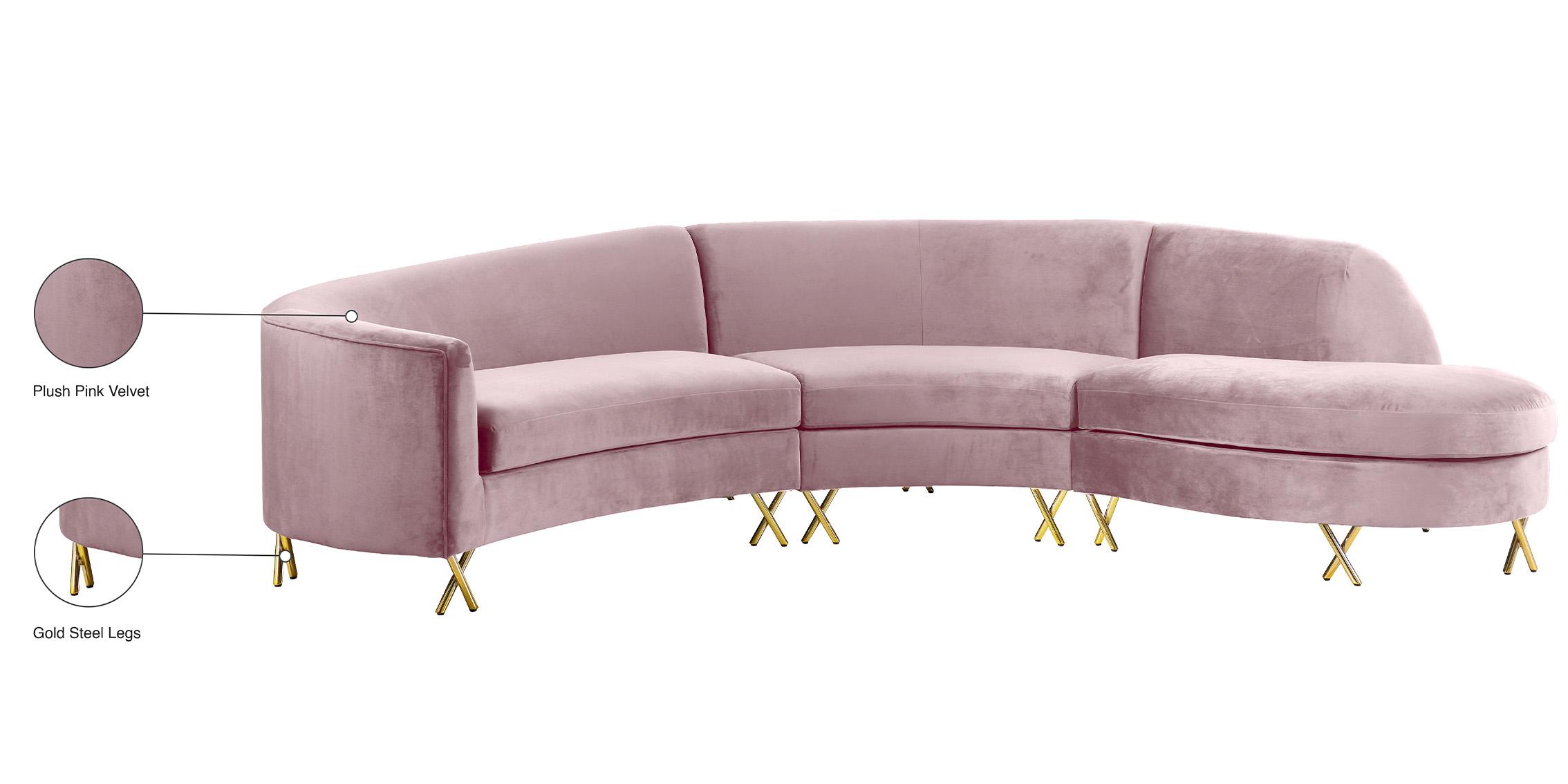 

        
Meridian Furniture SERPENTINE 671Pink Sectional Sofa Pink Velvet 704831399868
