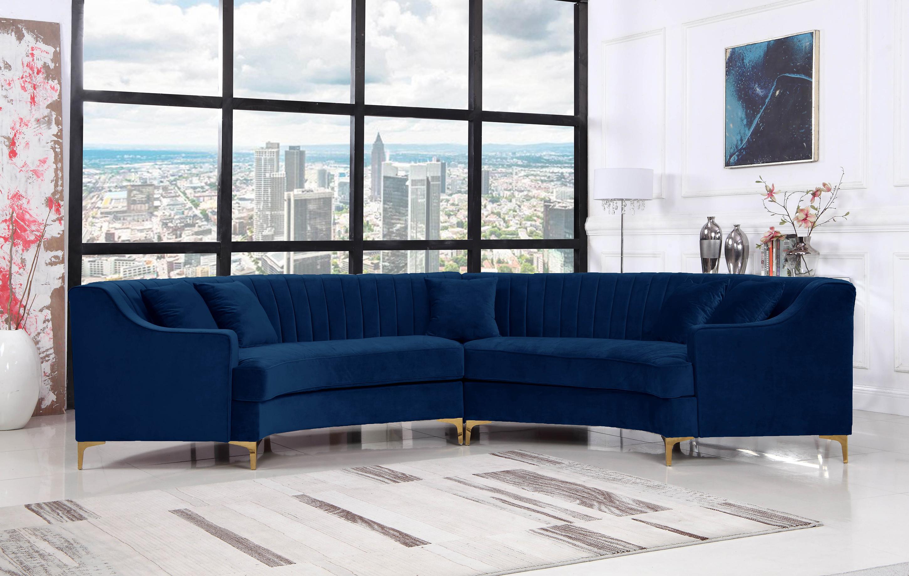 

        
Meridian Furniture JACKSON 673Navy Sectional Sofa Navy Soft Velvet 00704831399837
