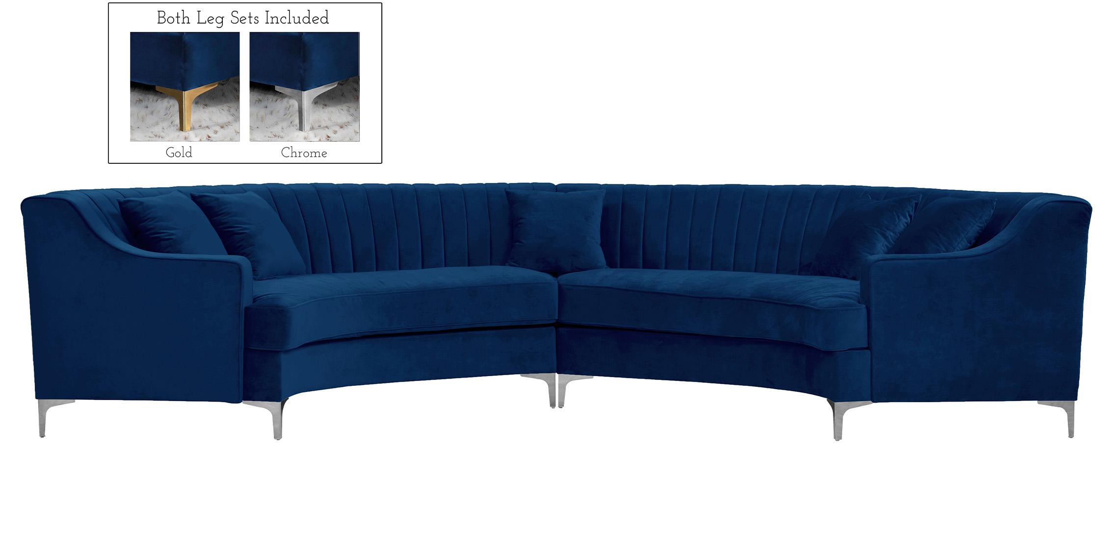 Meridian Furniture JACKSON 673Navy Sectional Sofa