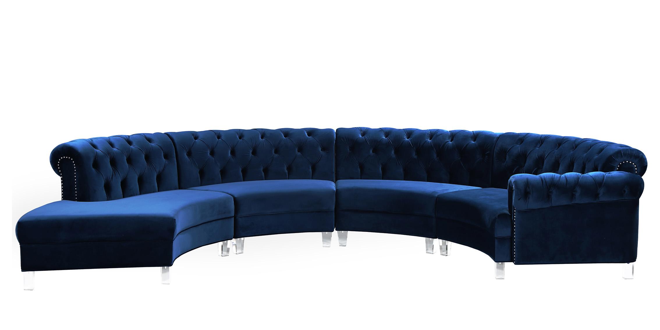 

    
Meridian Furniture ANABELLA-697Navy-4 Sectional Sofa Blue 697Navy-Sec-4PC
