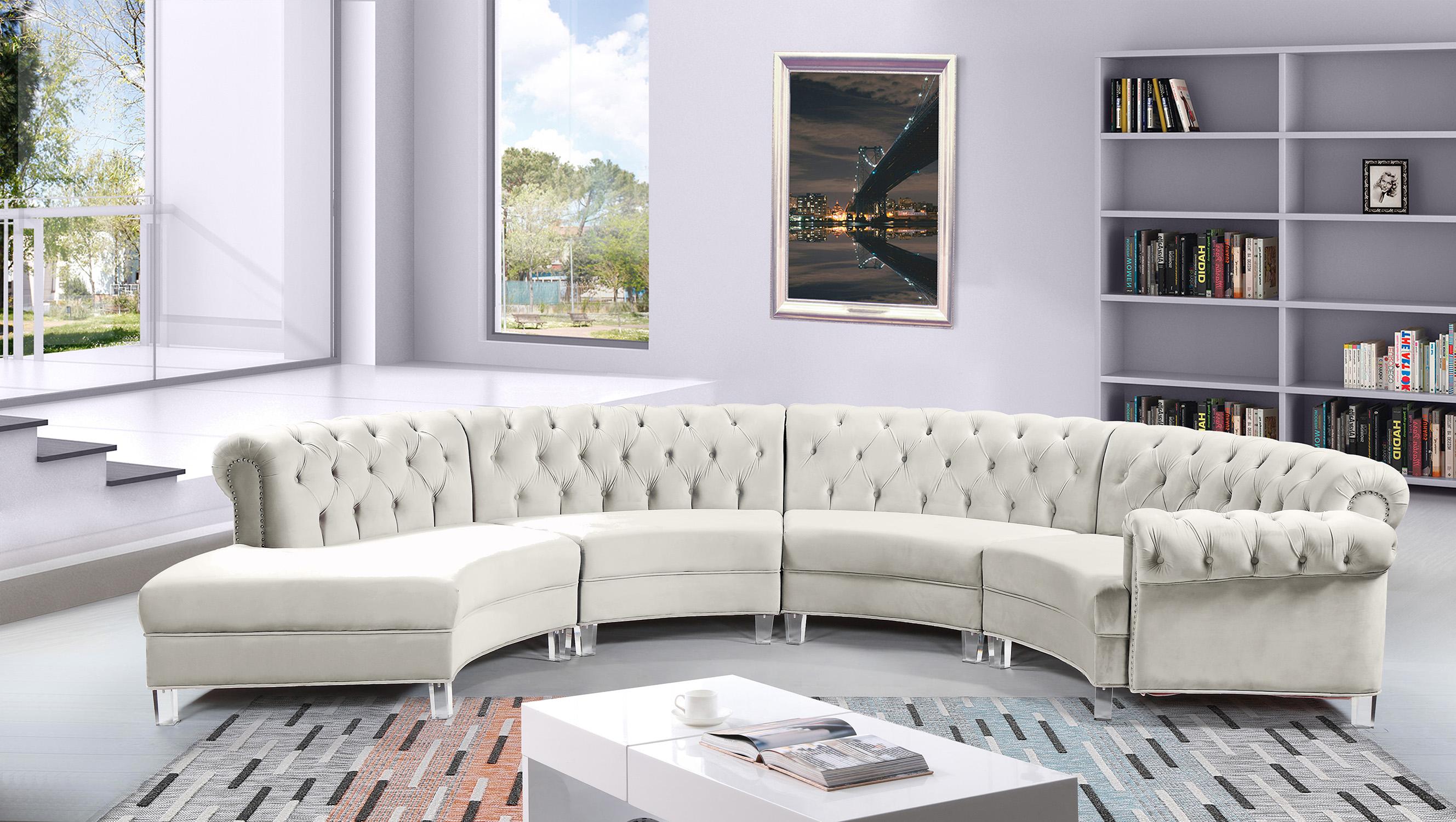 

    
697Cream-Sec-4PC Meridian Furniture Sectional Sofa
