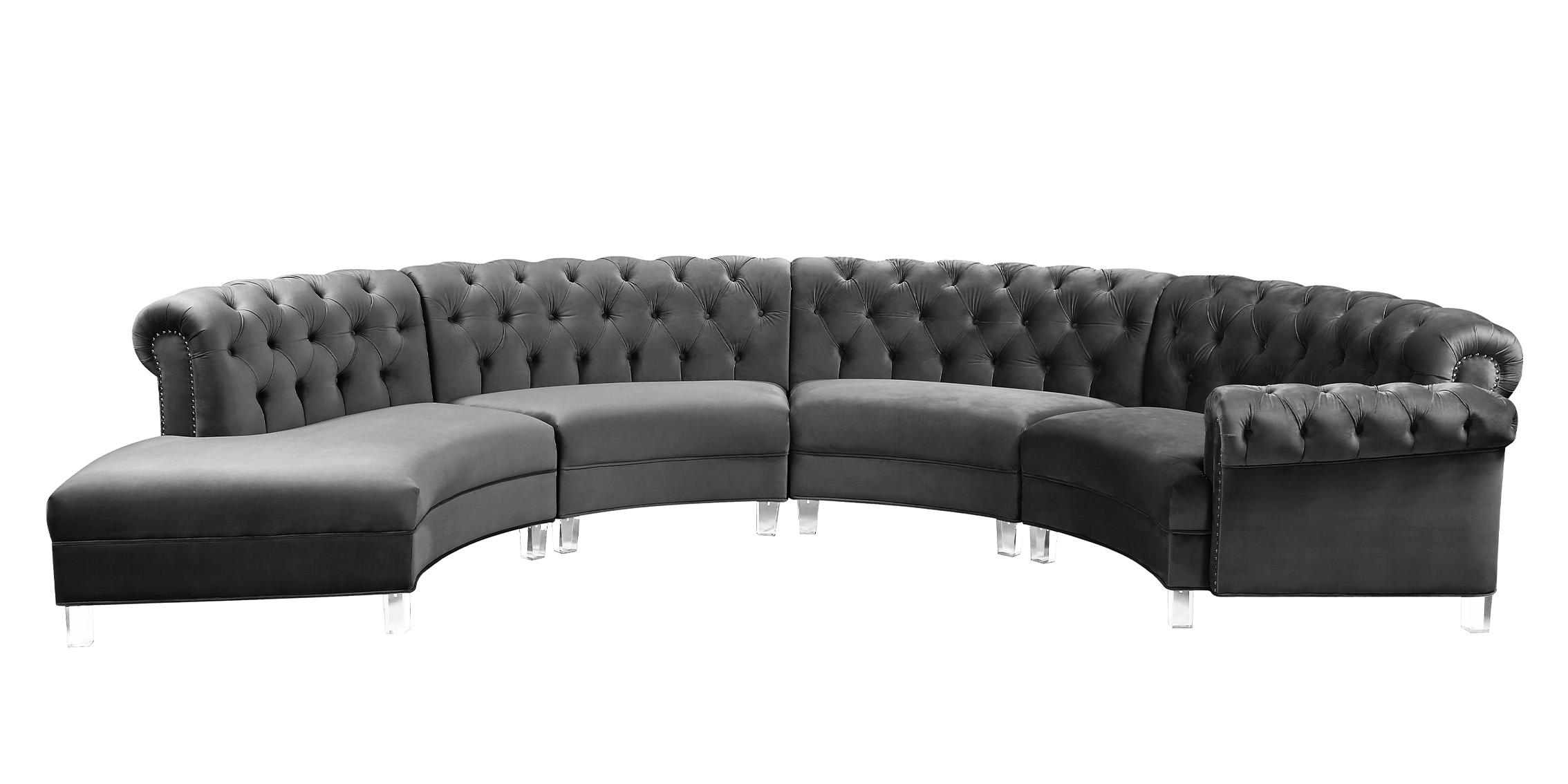 

    
Meridian Furniture ANABELLA 697Grey-4 Sectional Sofa Gray 697Grey-Sec-4PC
