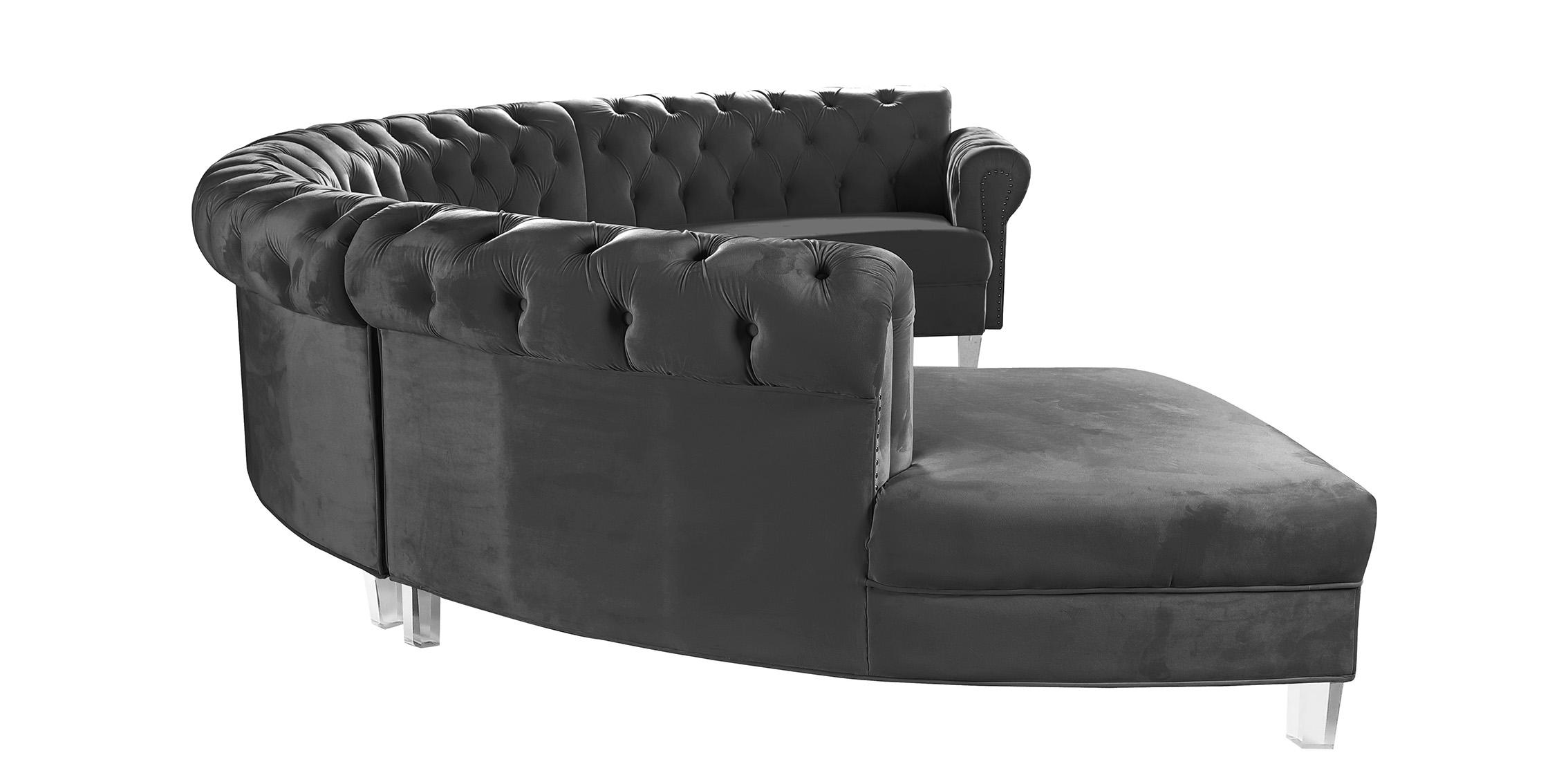

        
Meridian Furniture ANABELLA 697Grey-4 Sectional Sofa Gray Velvet 704831405880
