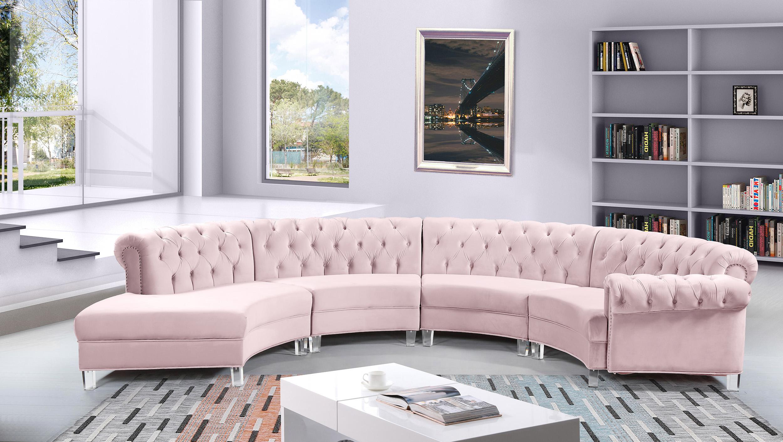 

    
697Pink-Sec-4PC Meridian Furniture Sectional Sofa
