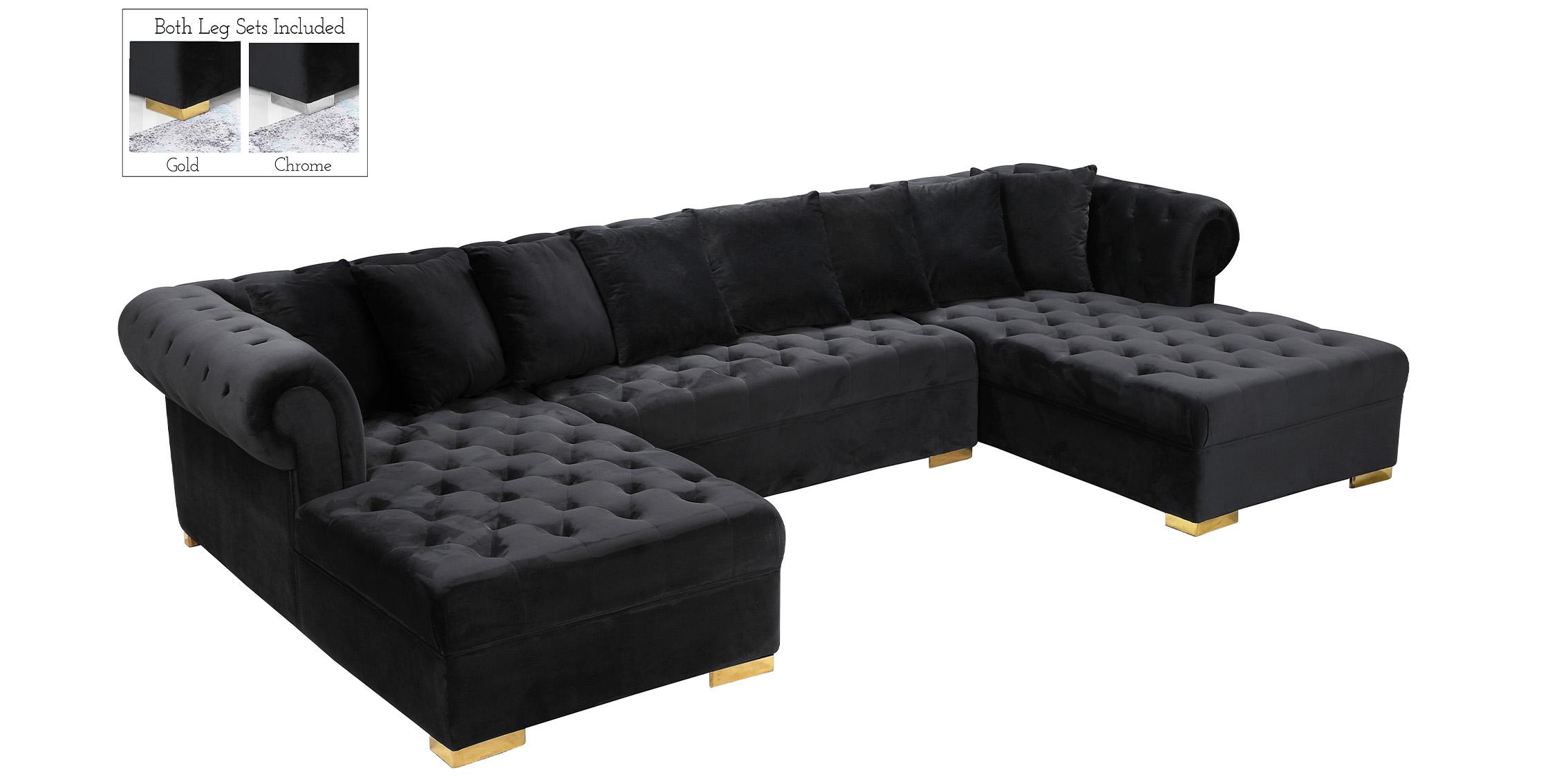 Contemporary, Modern Sectional Sofa PRESLEY 698Black-Sectional 698Black-Sectional in Black Velvet