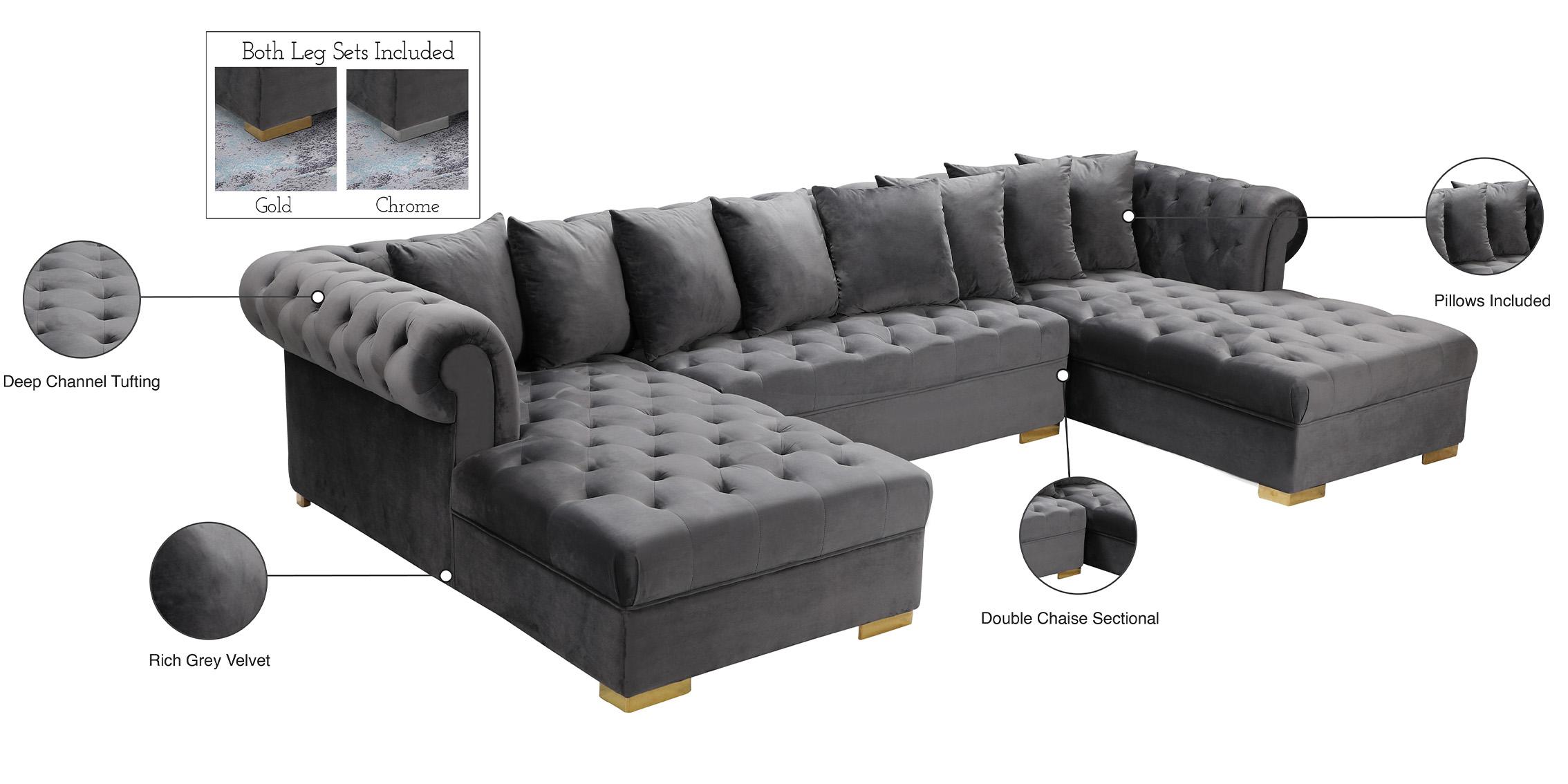 

        
Meridian Furniture PRESLEY 698Grey-Sectional Sectional Sofa Gray Velvet 704831405927
