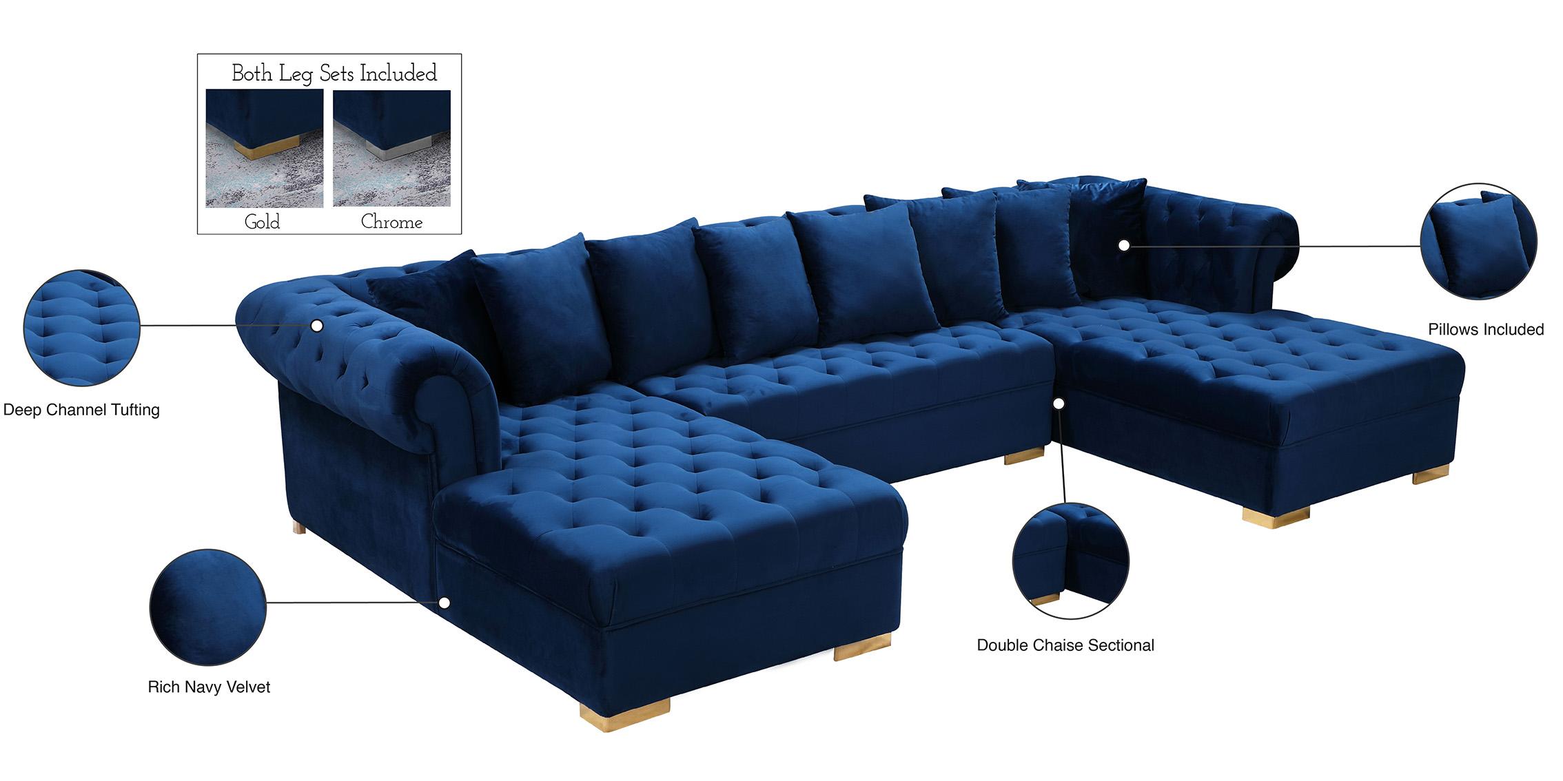 

        
Meridian Furniture PRESLEY 698Navy-Sectional Sectional Sofa Navy blue Velvet 704831405910
