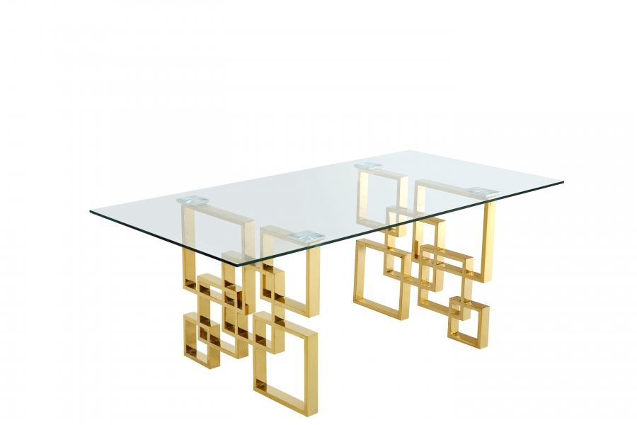 

    
Gold & Beige Glass Dining Table Set 5Pcs Pierre 714-T-714BE-C Meridian Modern
