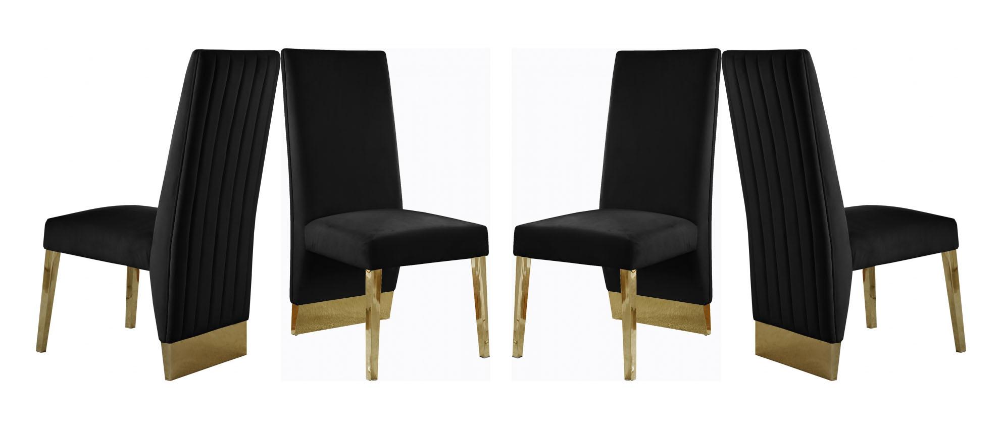 

    
Glam Black Velvet Dining Chair Set 4Pcs 755Black-C PORSHA Meridian Modern
